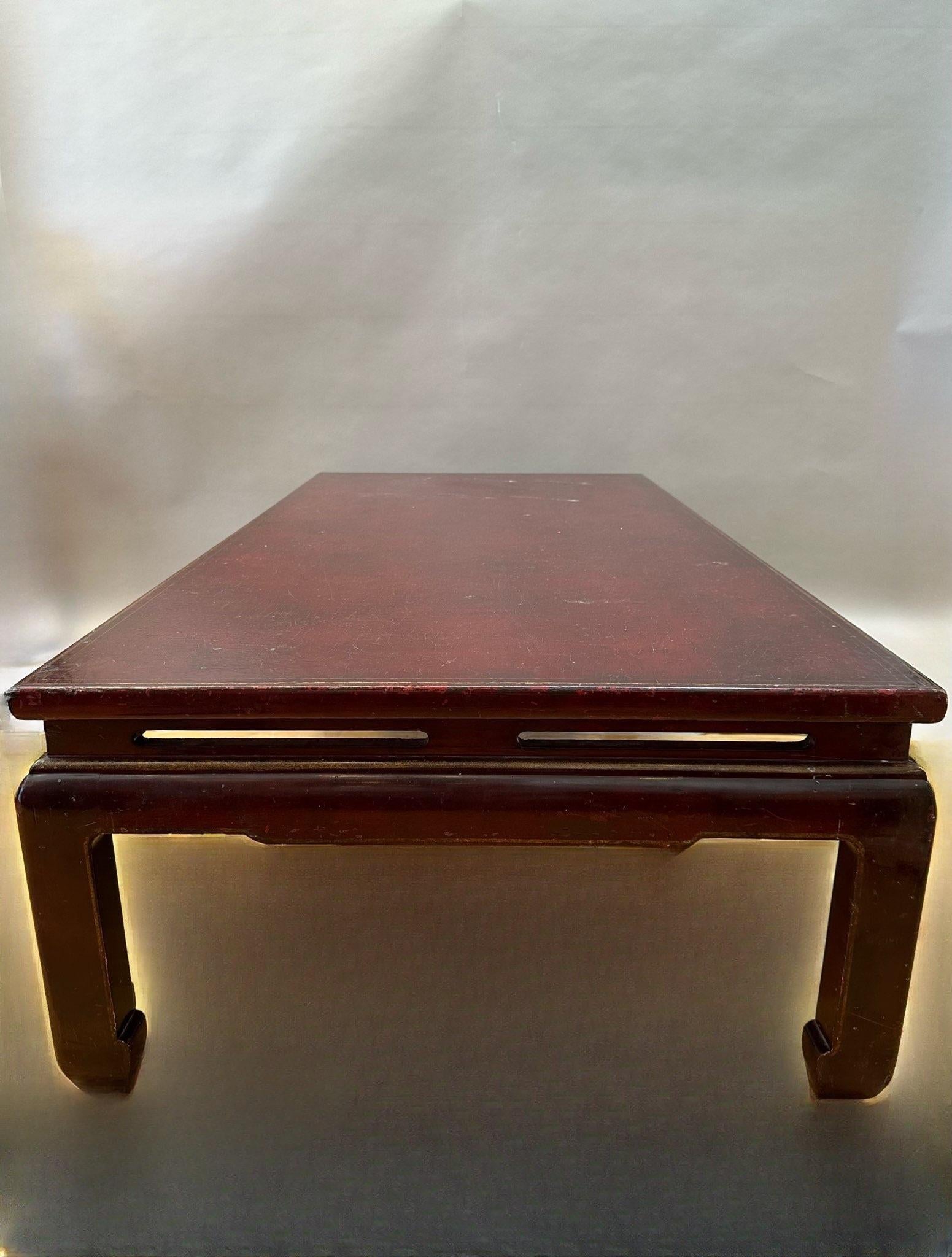 19th Century Unusually Large Chinese Red Lacquered Low Table