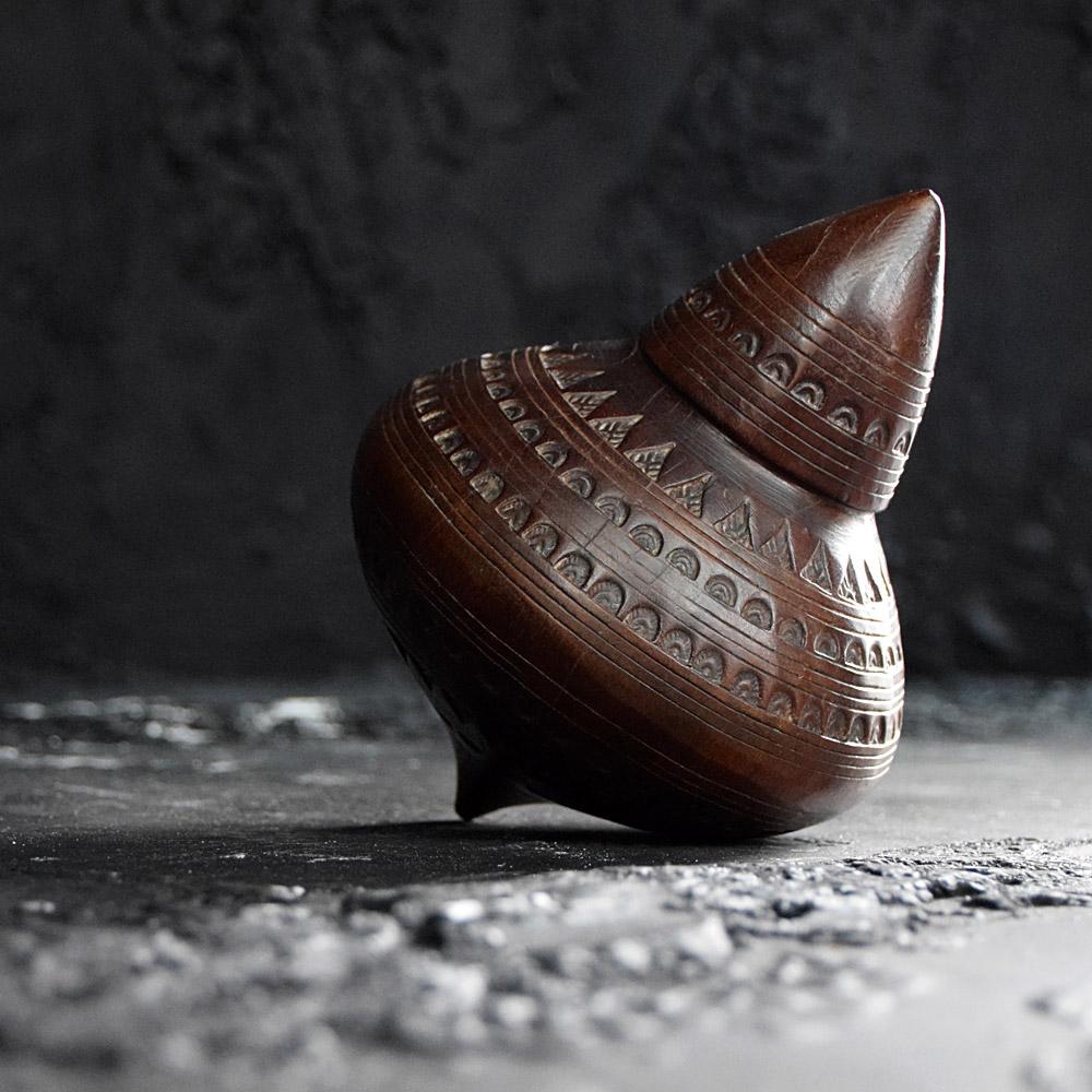 Hand-Carved Unusually Oversized Folk art Spinning Top For Sale
