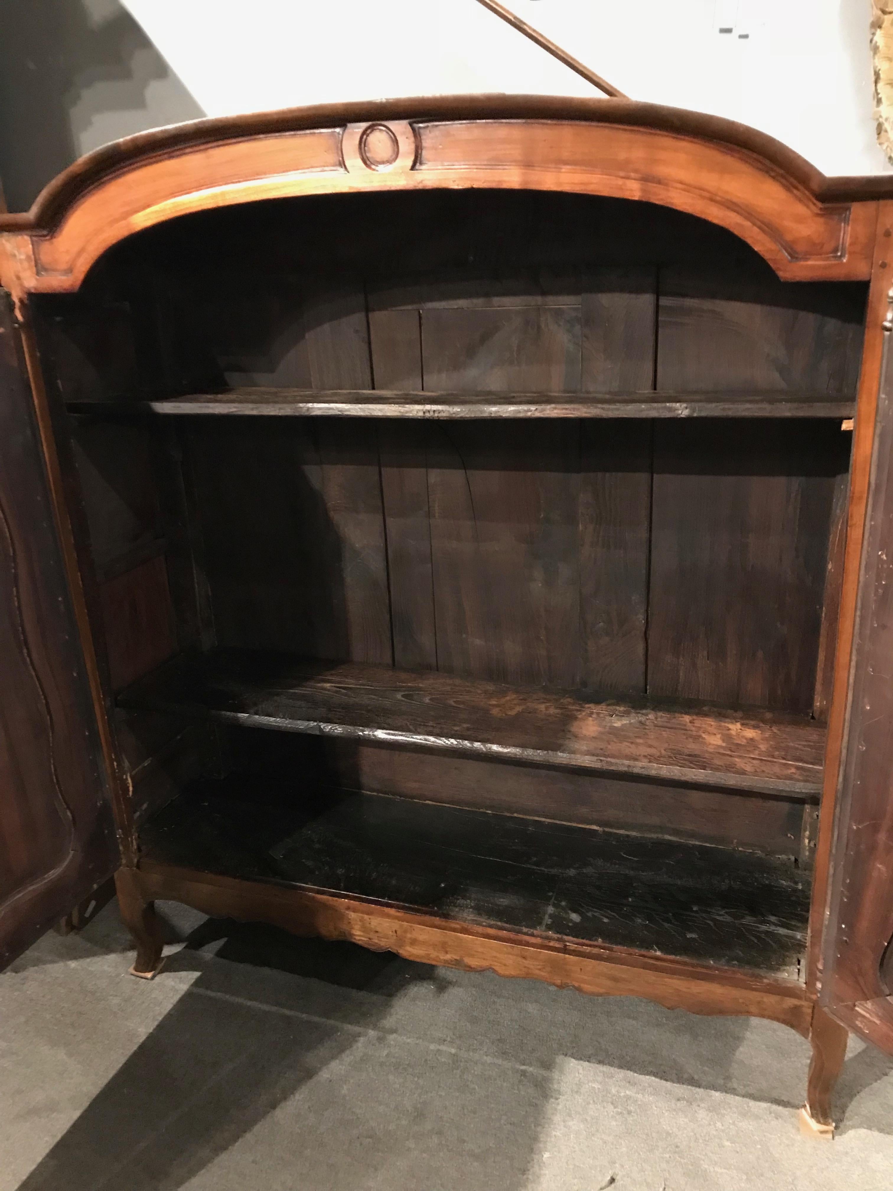 19th Century Unusually Short French Cherrywood Armoire
