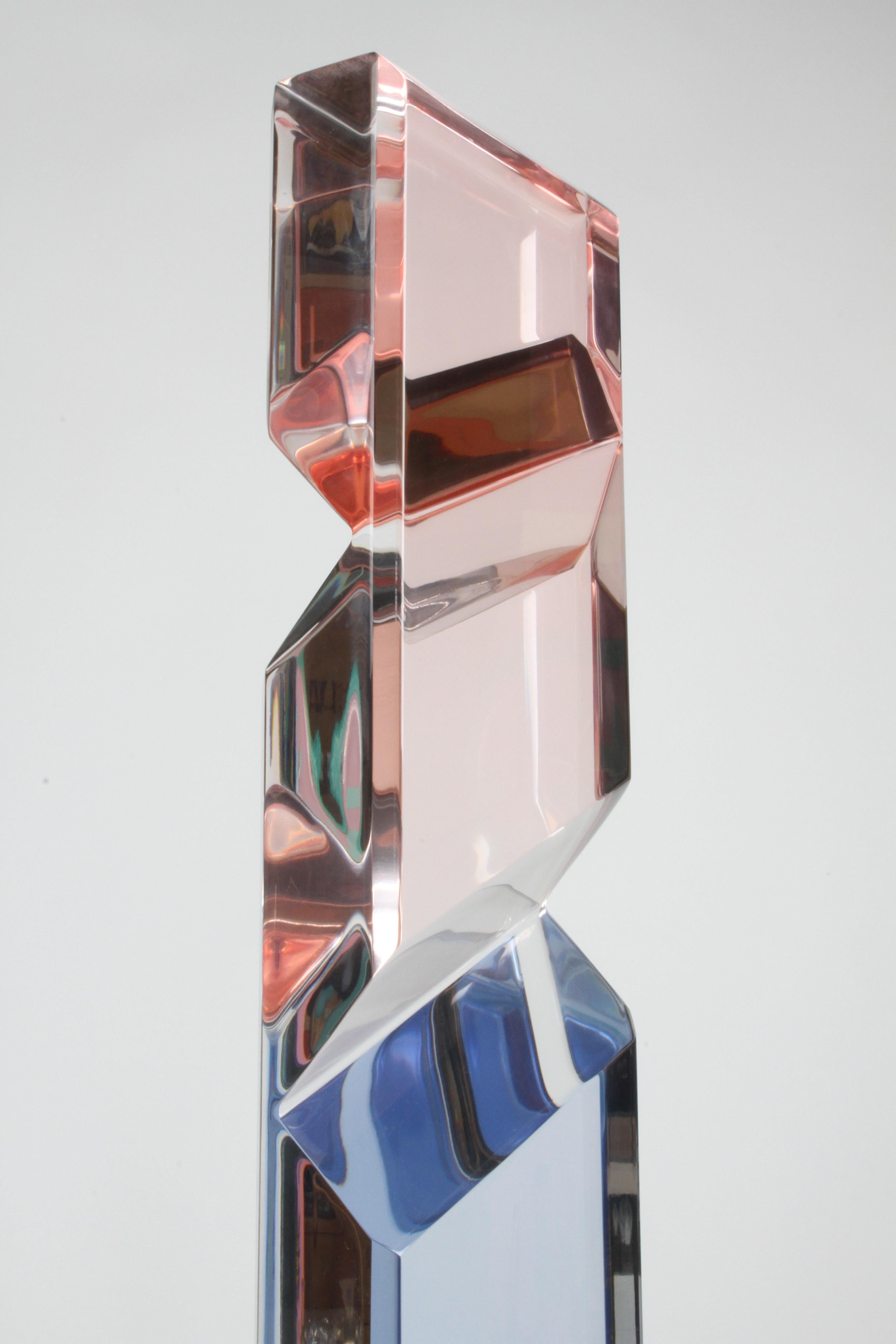 Unusually Tall Shlomi Haziza Signed Op-Art Colored Lucite TOTEM Form Sculpture 8