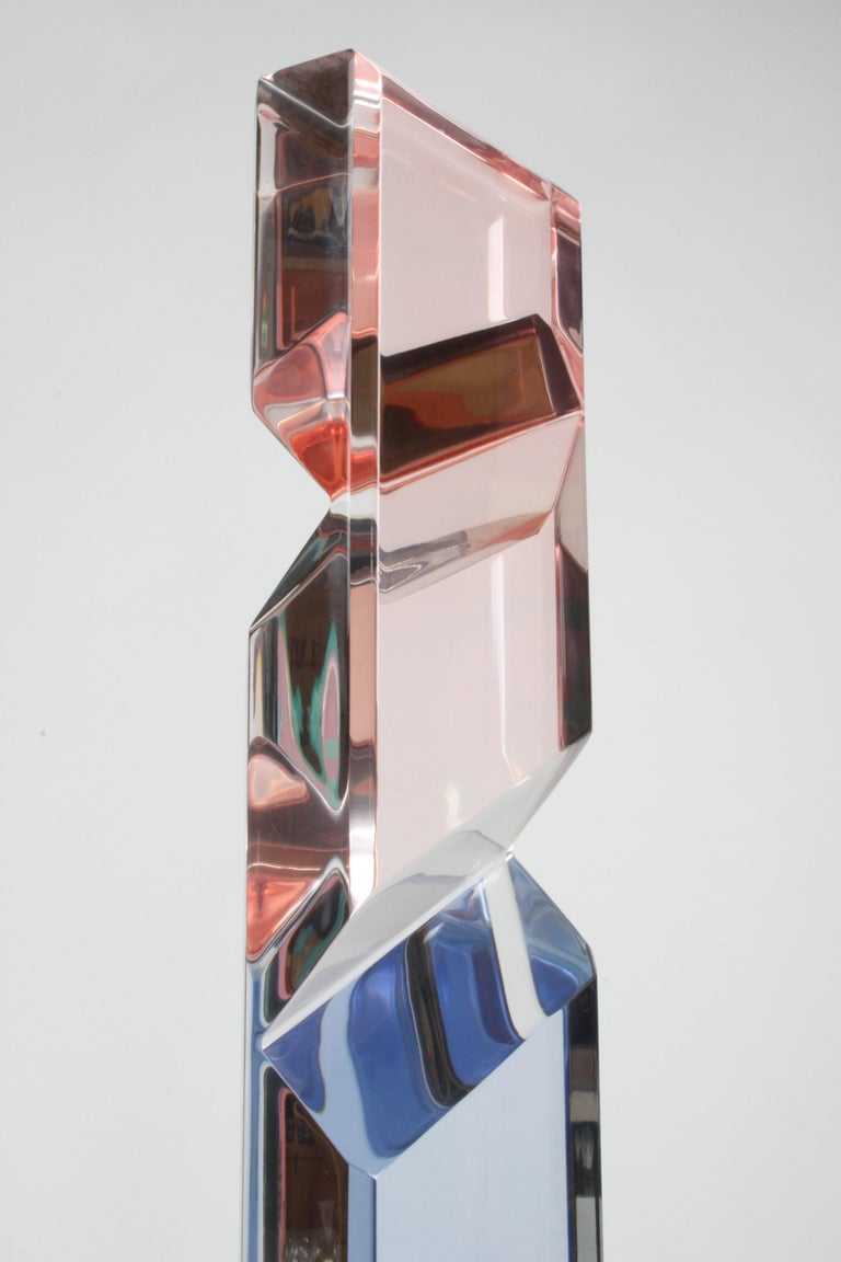 Unusually Tall Shlomi Haziza Signed Op-Art Colored Lucite TOTEM Form Sculpture For Sale 8