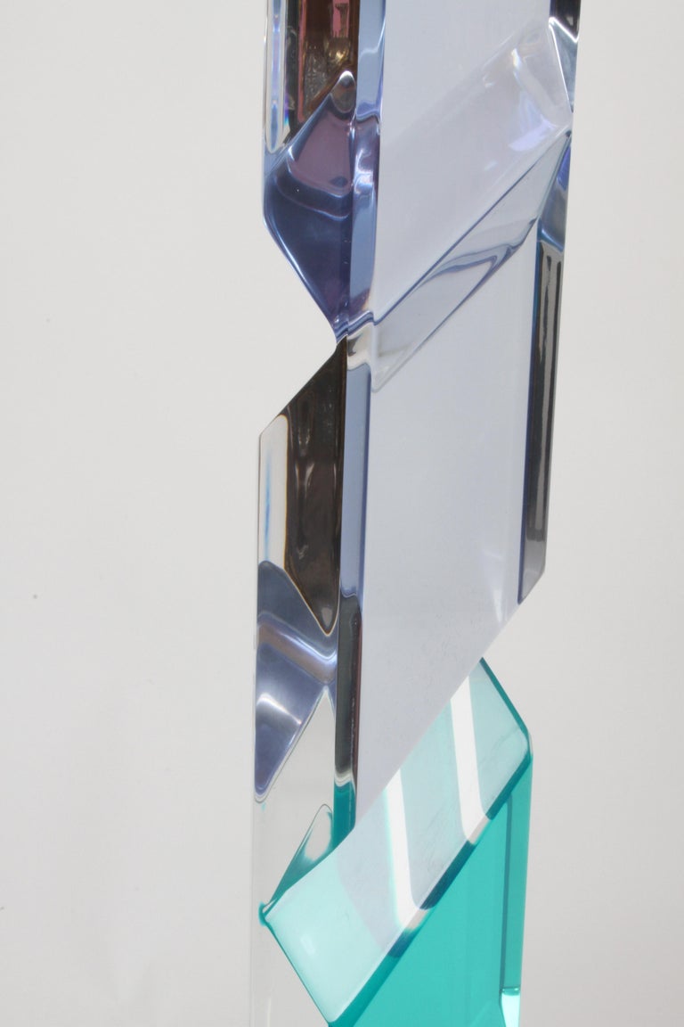 Unusually Tall Shlomi Haziza Signed Op-Art Colored Lucite TOTEM Form Sculpture For Sale 9