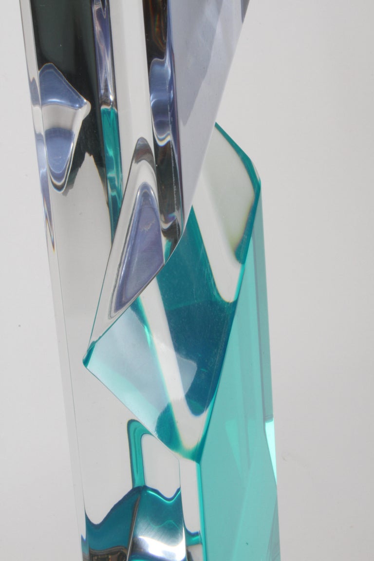 Unusually Tall Shlomi Haziza Signed Op-Art Colored Lucite TOTEM Form Sculpture For Sale 10