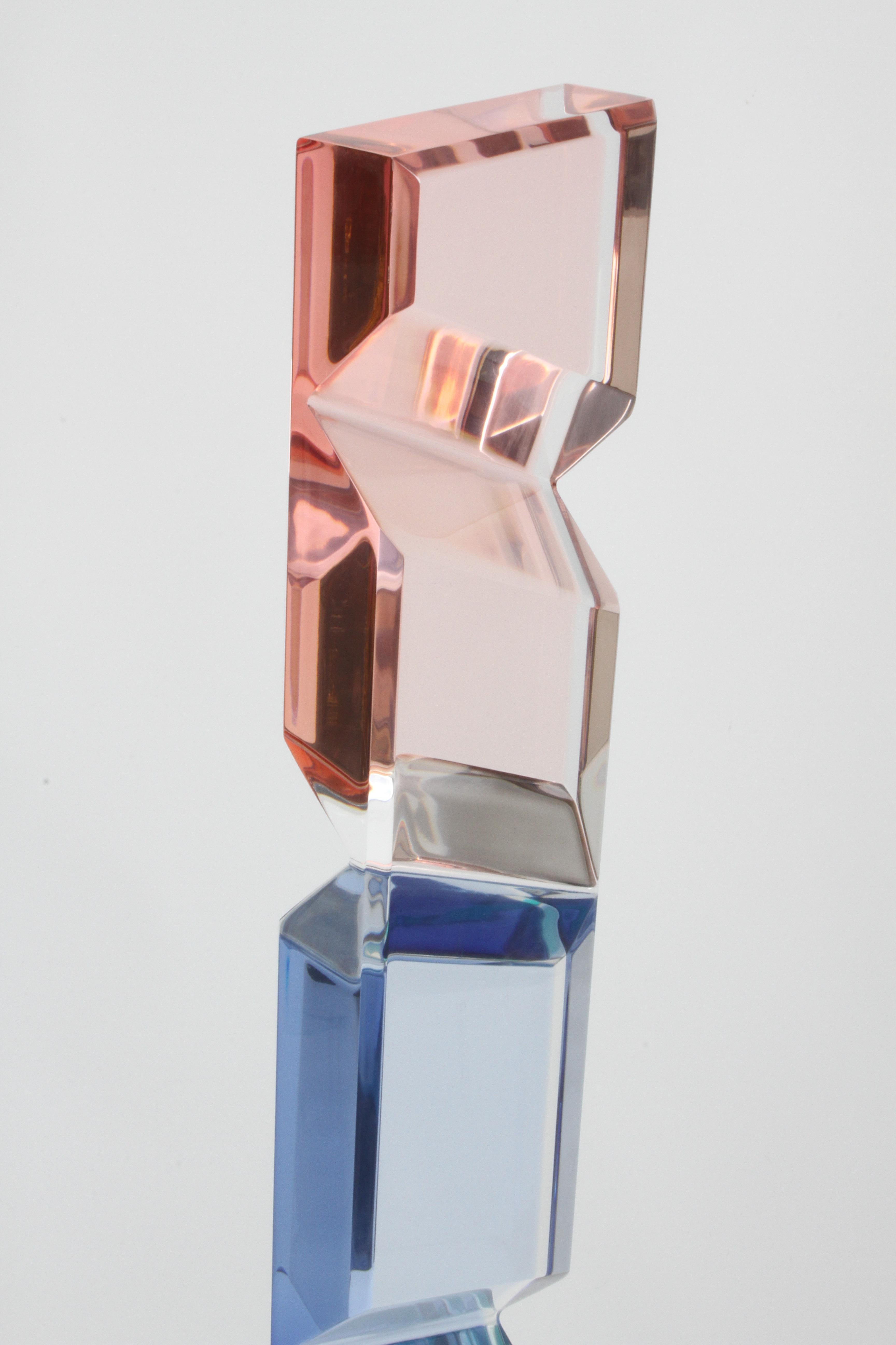 Unusually Tall Shlomi Haziza Signed Op-Art Colored Lucite TOTEM Form Sculpture In Good Condition In St. Louis, MO