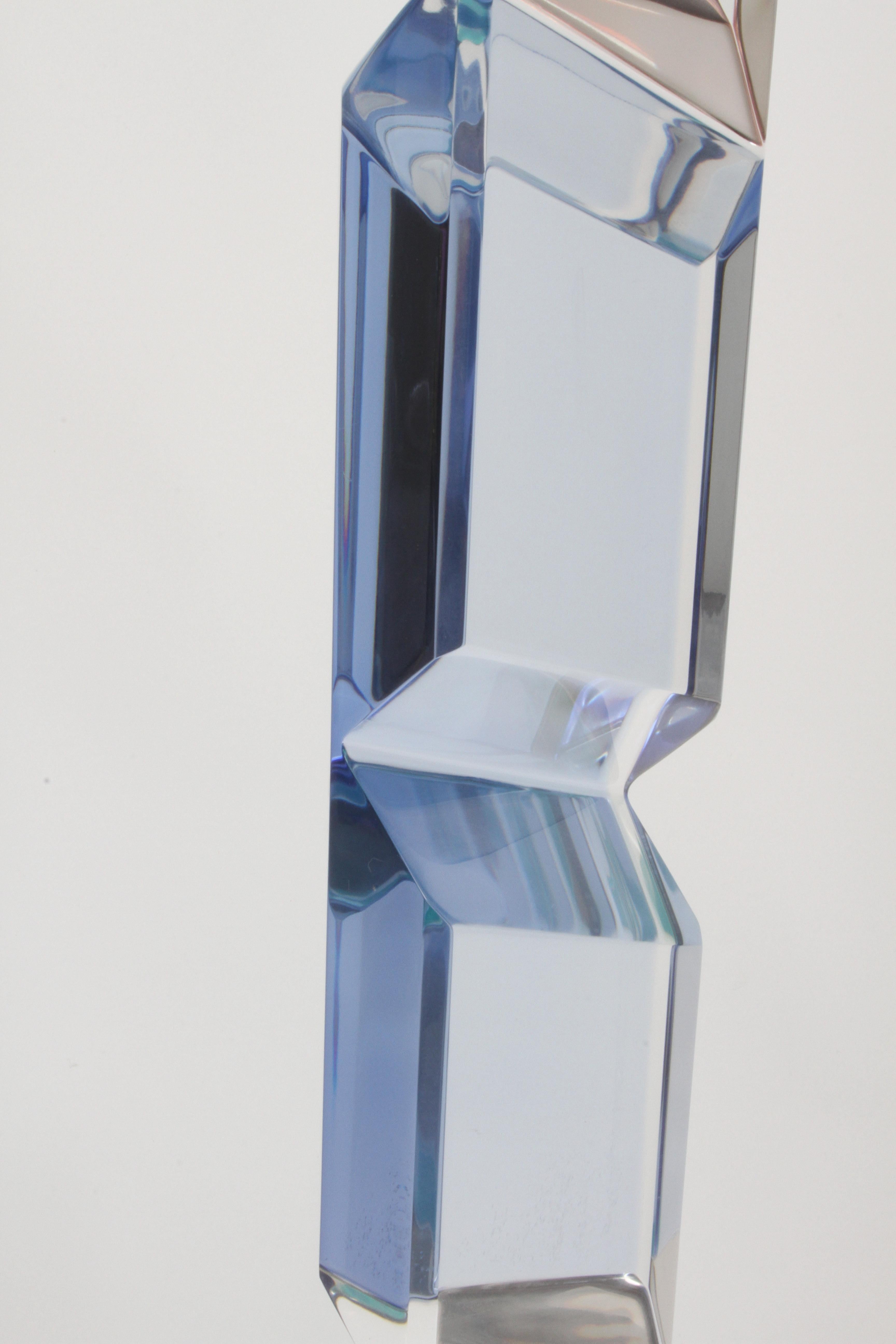Late 20th Century Unusually Tall Shlomi Haziza Signed Op-Art Colored Lucite TOTEM Form Sculpture