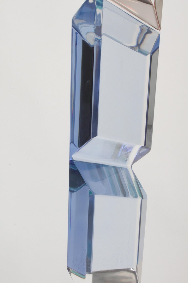 Late 20th Century Unusually Tall Shlomi Haziza Signed Op-Art Colored Lucite TOTEM Form Sculpture For Sale