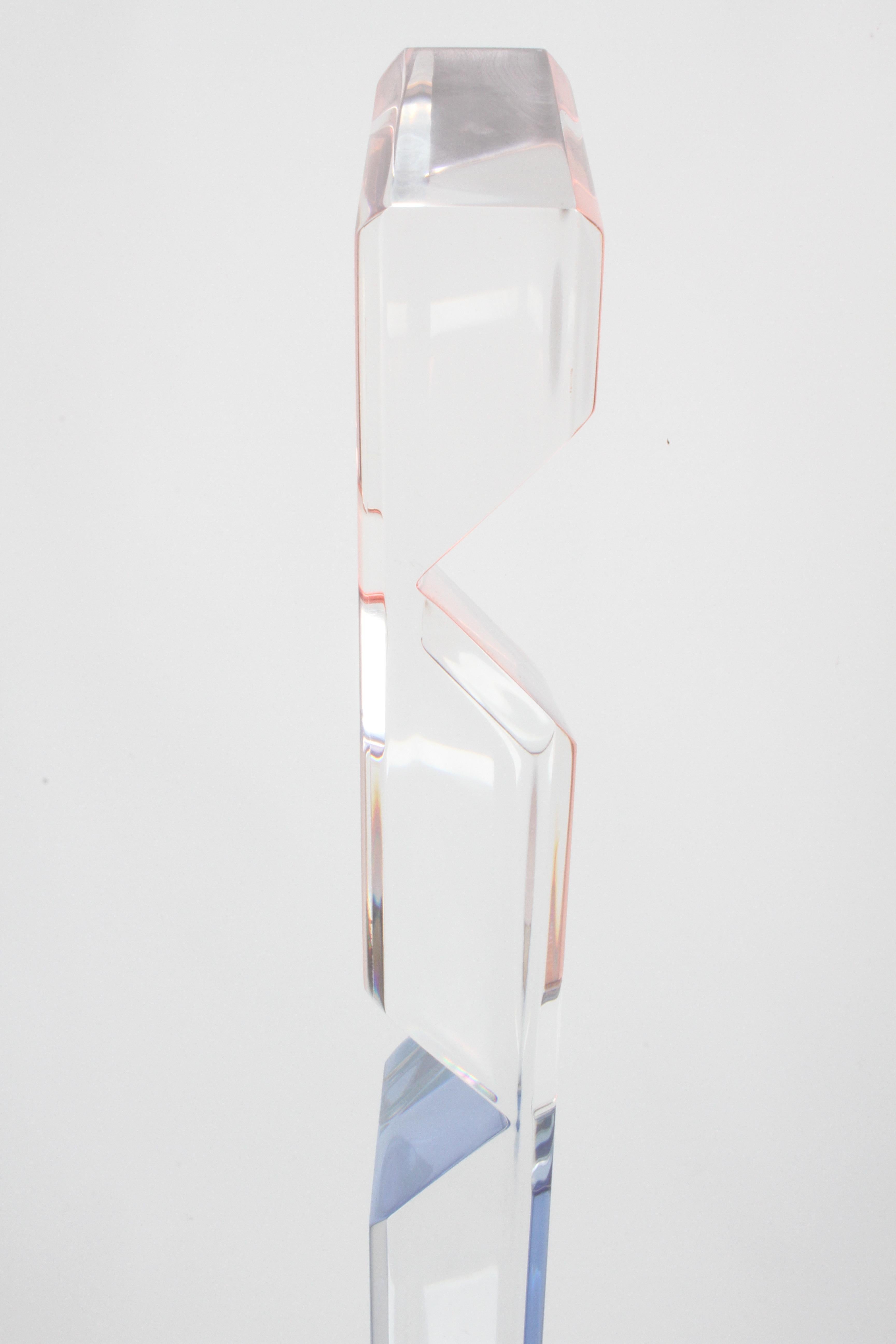 Unusually Tall Shlomi Haziza Signed Op-Art Colored Lucite TOTEM Form Sculpture 3