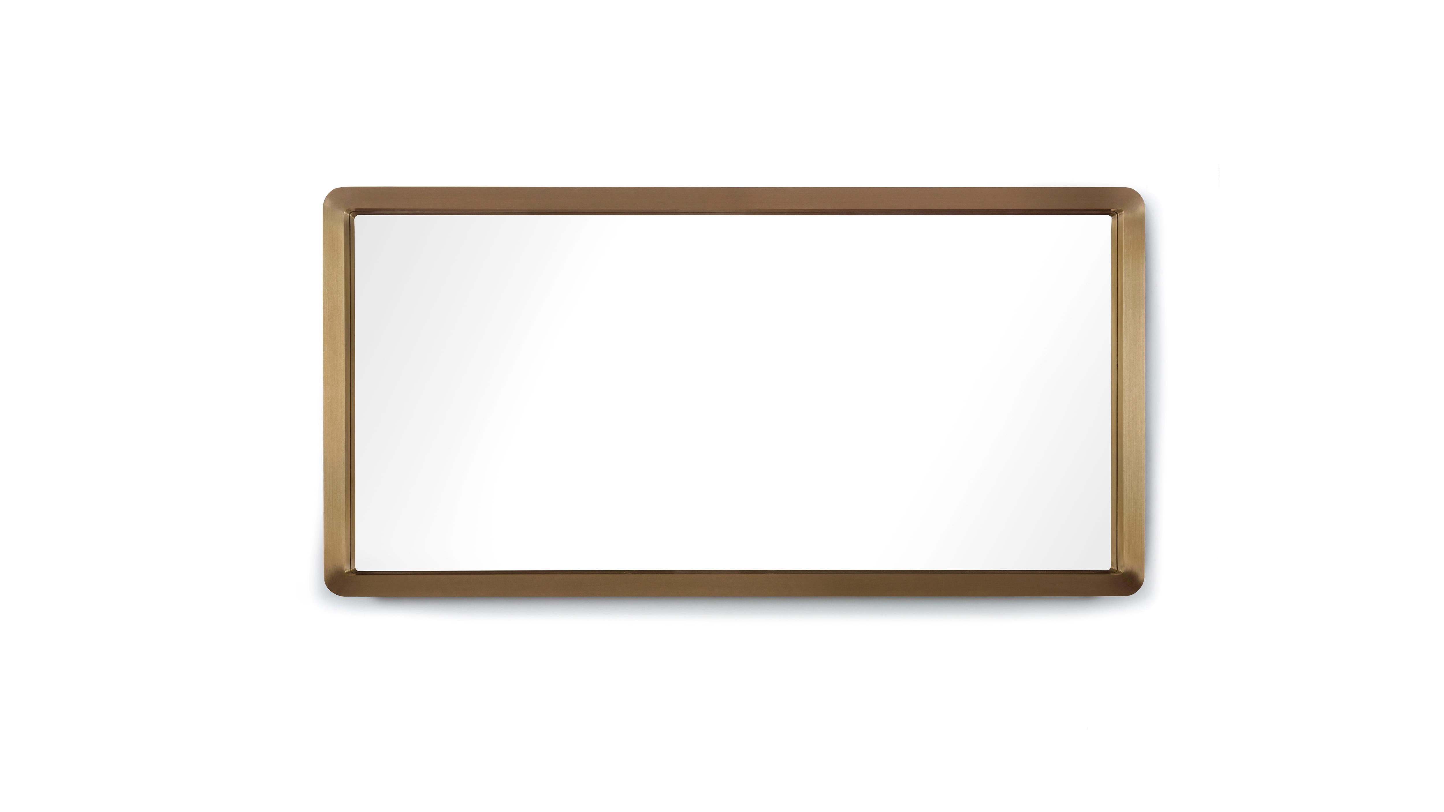 Moderne Miroir Unveil, noyer et laiton bronzé, InsidherLand de Joana Santos Barbosa en vente