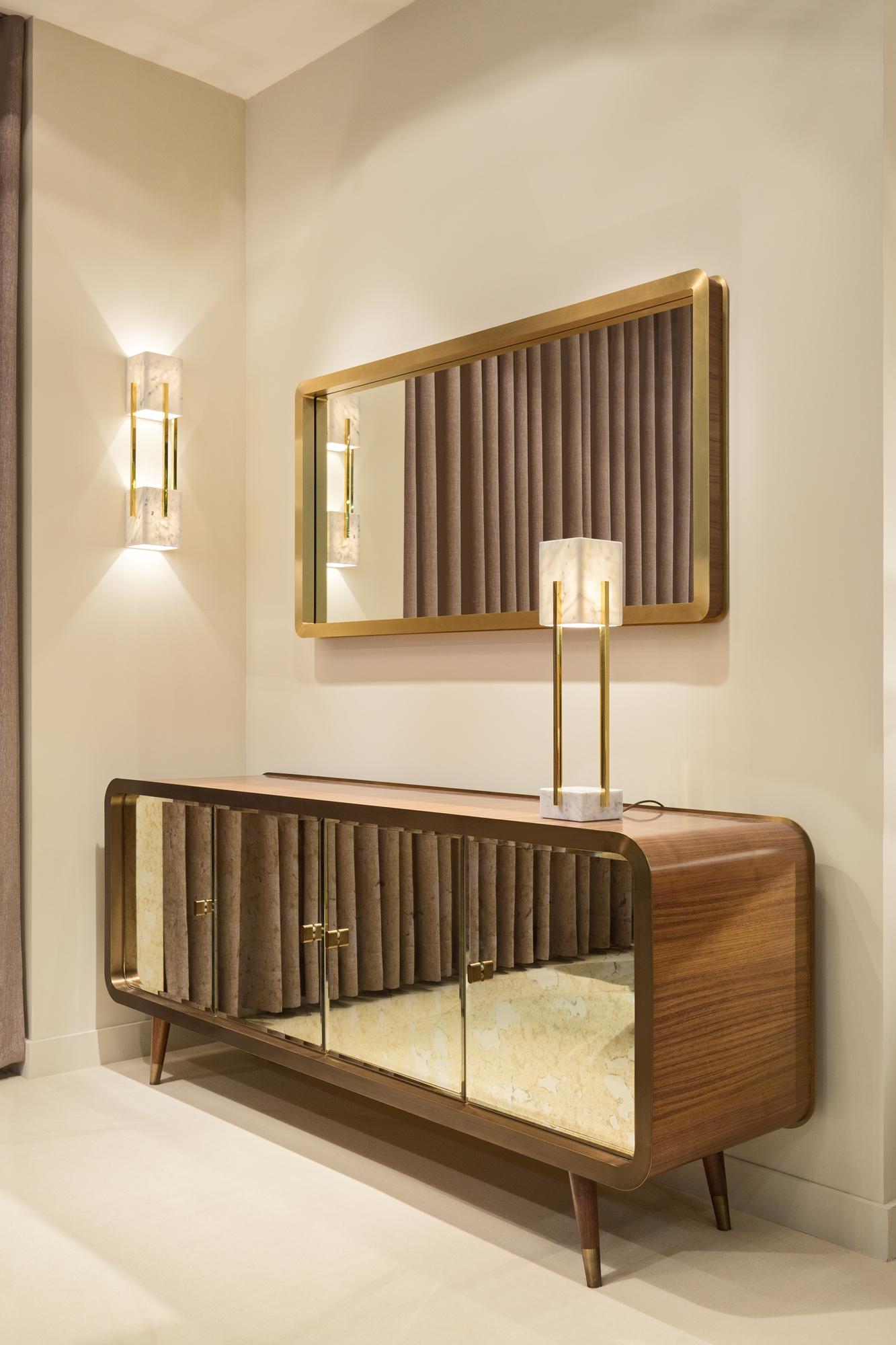 Modern Unveil Mirror, Walnut and Brushed Brass, InsidherLand by Joana Santos Barbosa For Sale