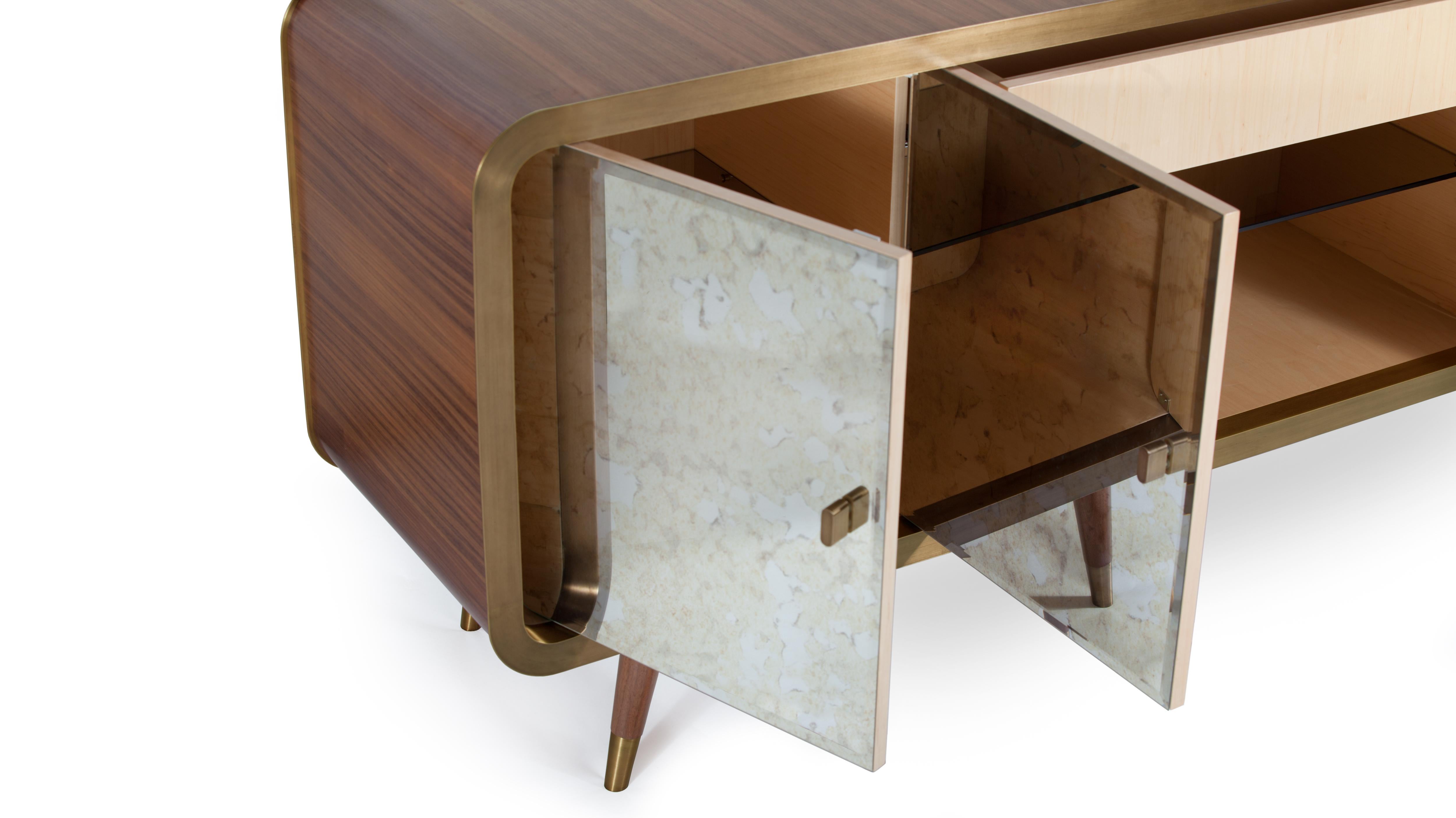 Unveil Sideboard 200, Walnut Bronzed Brass, InsidherLand by Joana Santos Barbosa In New Condition For Sale In Maia, Porto