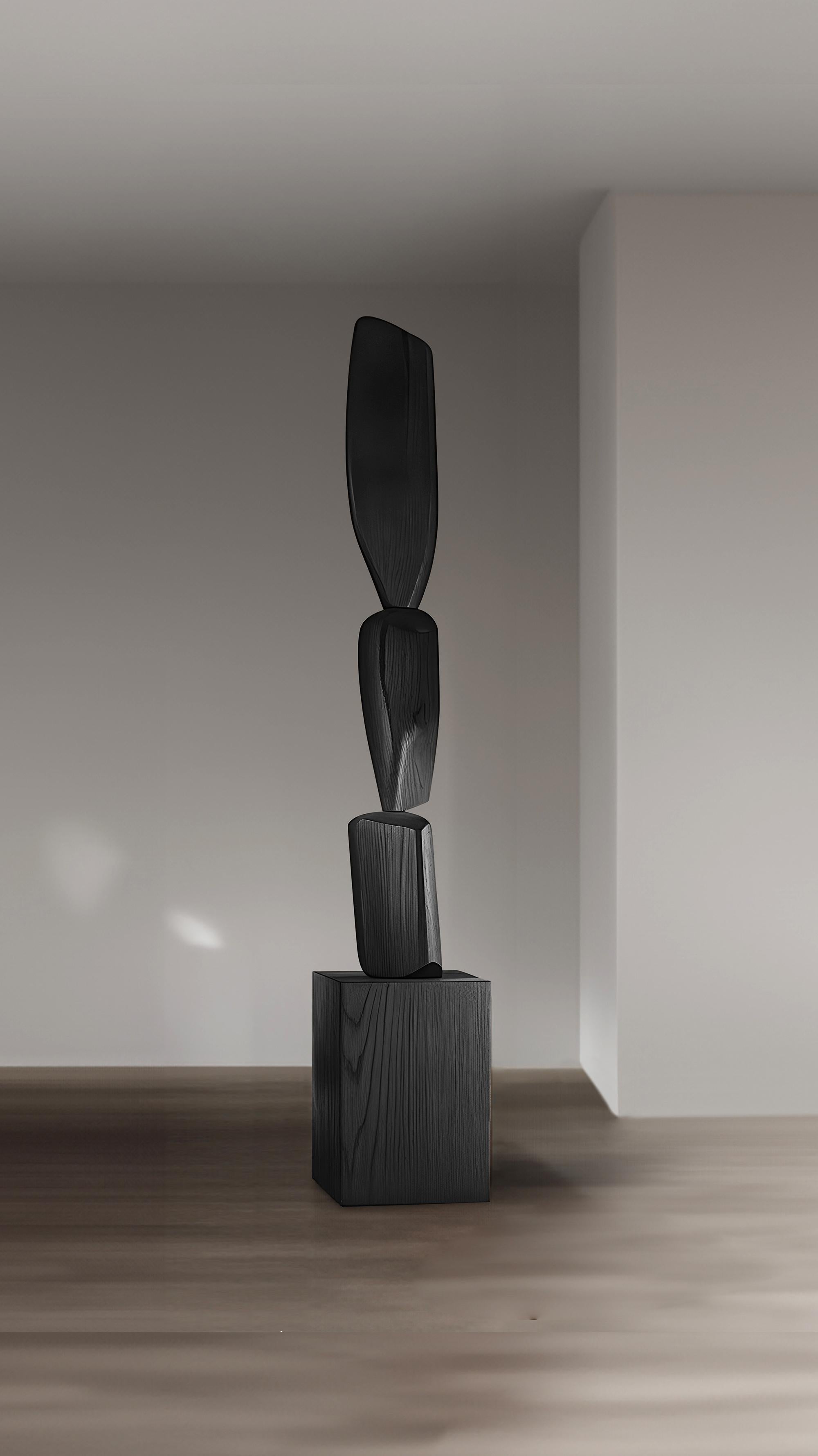 Brutalist Unveiling Modern Elegance, Dark Black Solid Wood, Still Stand No89 by NONO For Sale