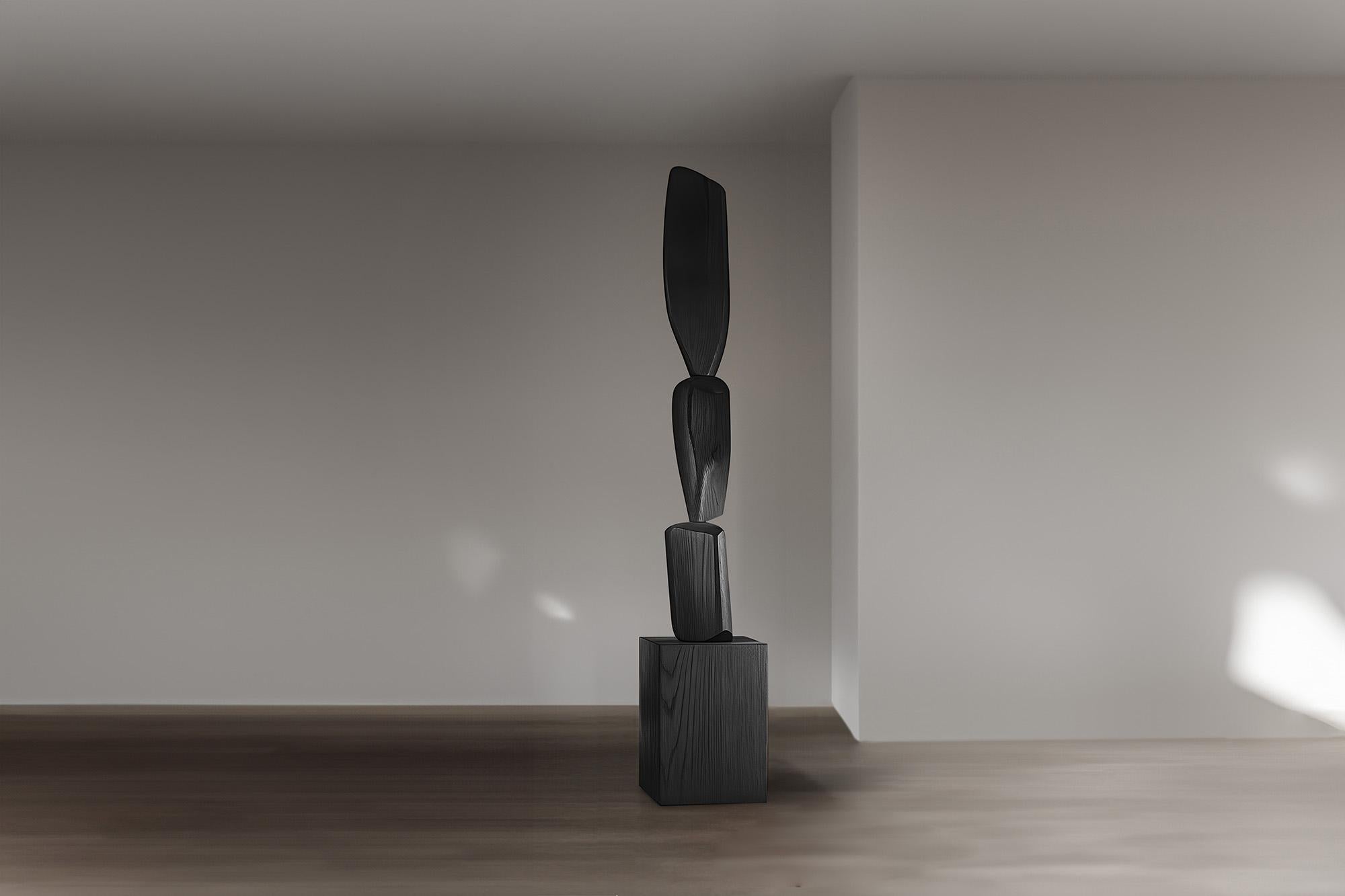 Hand-Crafted Unveiling Modern Elegance, Dark Black Solid Wood, Still Stand No89 by NONO For Sale