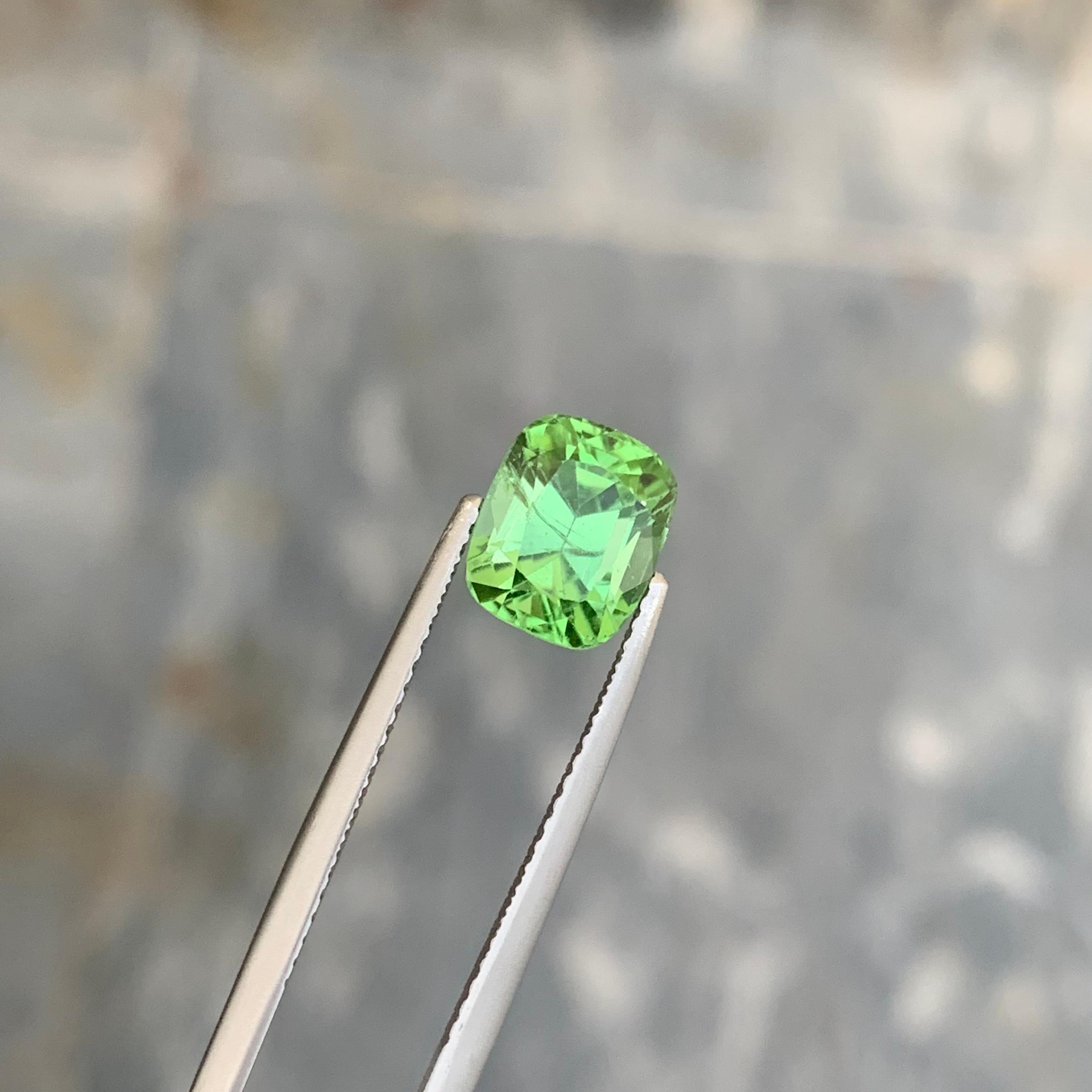Cushion Cut Unveiling Tranquility 2.50 Carats of Exquisite Loose Mintgreen Tourmaline For Sale
