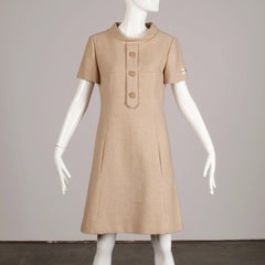 Vestido vintage de Charles Cooper de los años 60, sin estrenar, 100 % cachemira, con estampado de pata de gallo y corte recto