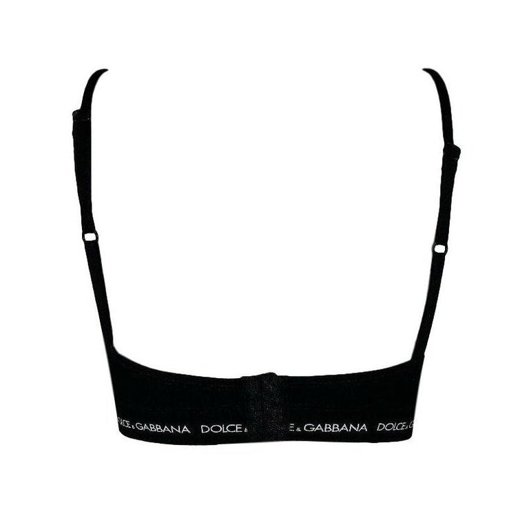 Unworn 1990's Dolce and Gabbana Black and White Logo Monogram Bra Crop ...