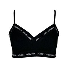 Unworn 1990's Dolce & Gabbana Black & White Logo Monogram Bra Crop Top