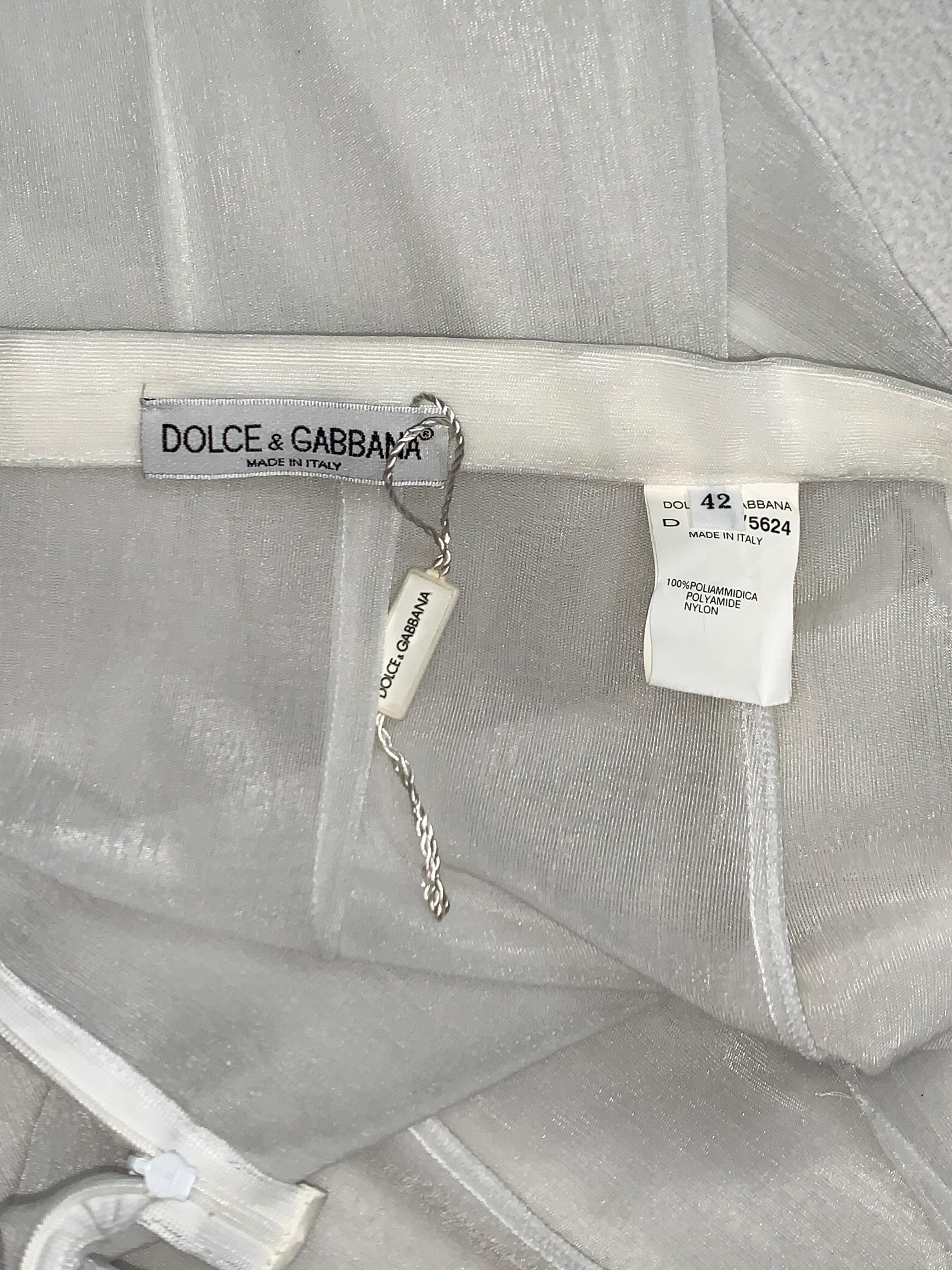 Unworn 1990's Dolce & Gabbana Pin-Up Sheer White Mesh Pencil Wiggle Dress 1