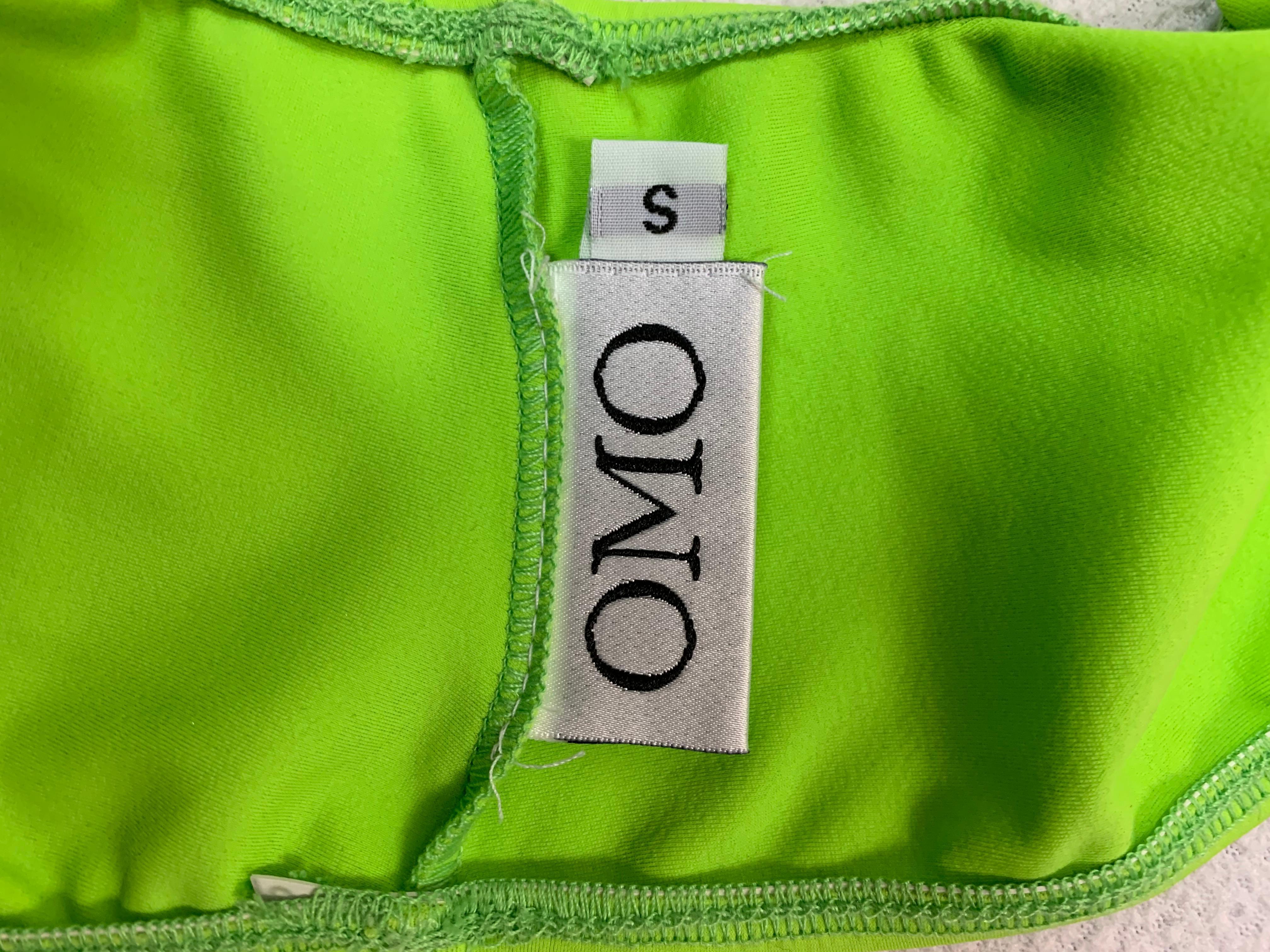 Women's Unworn 1990's Norma Kamali Neon Green Cut-Out Monokini Swimsuit Swimwear