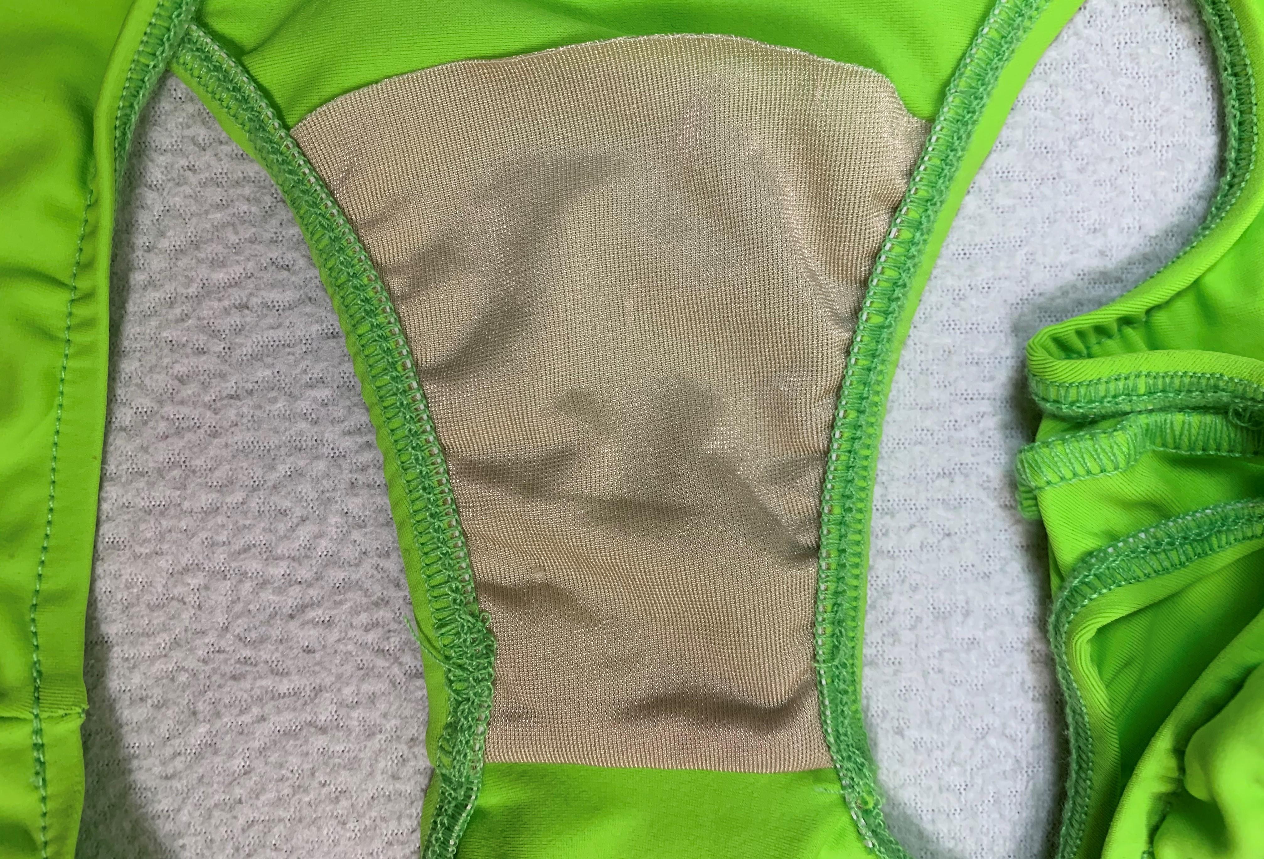 Unworn 1990's Norma Kamali Neon Green Cut-Out Monokini Swimsuit Swimwear 1