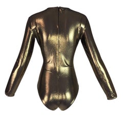 Unworn 1994 Gianni Versace Liquid Gold Long Sleeve Bodysuit Top