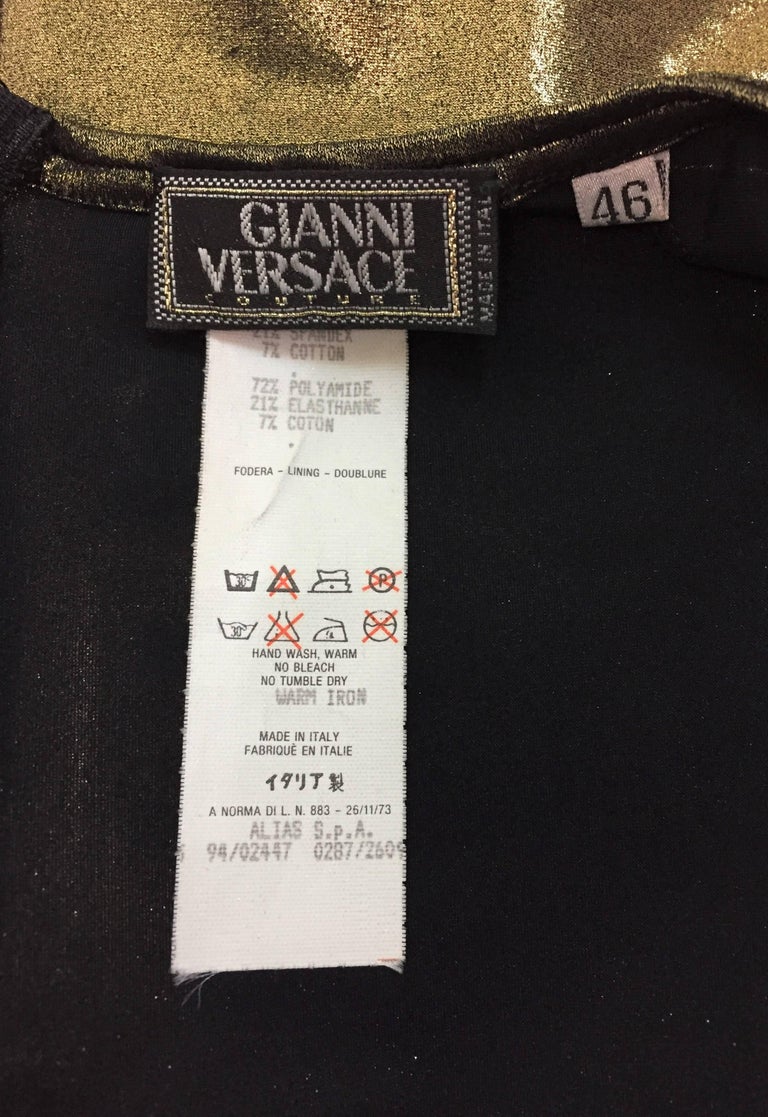 Unworn 1994 Gianni Versace Liquid Gold Long Sleeve Bodysuit Top at ...