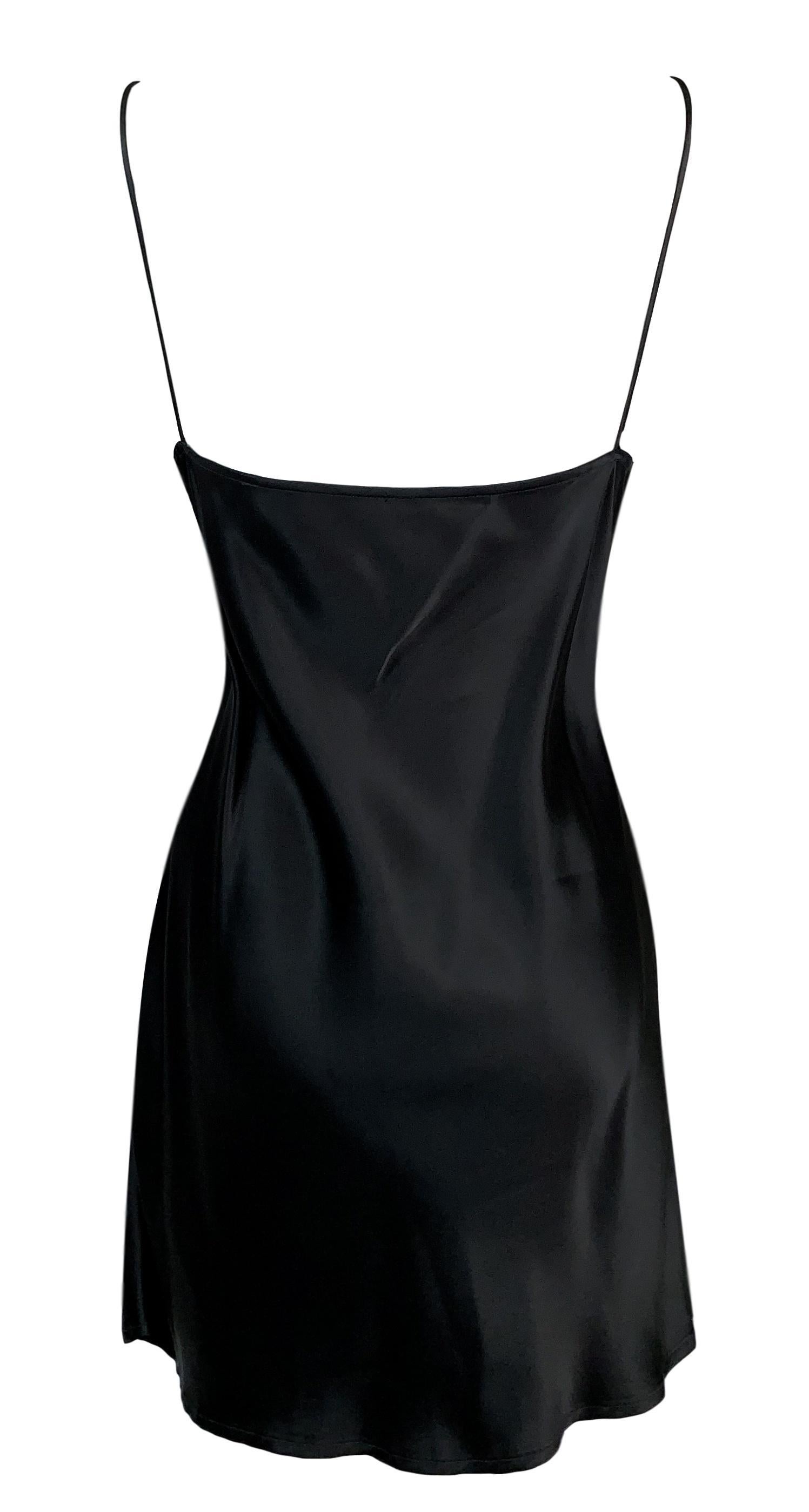 Unworn 1995 Dolce and Gabbana Black Satin Mini Slip Dress at 