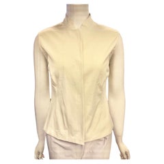 Vintage Unworn 1998 Prada Beige Cotton/Spandex Mandarain Collar Sleeveless Top