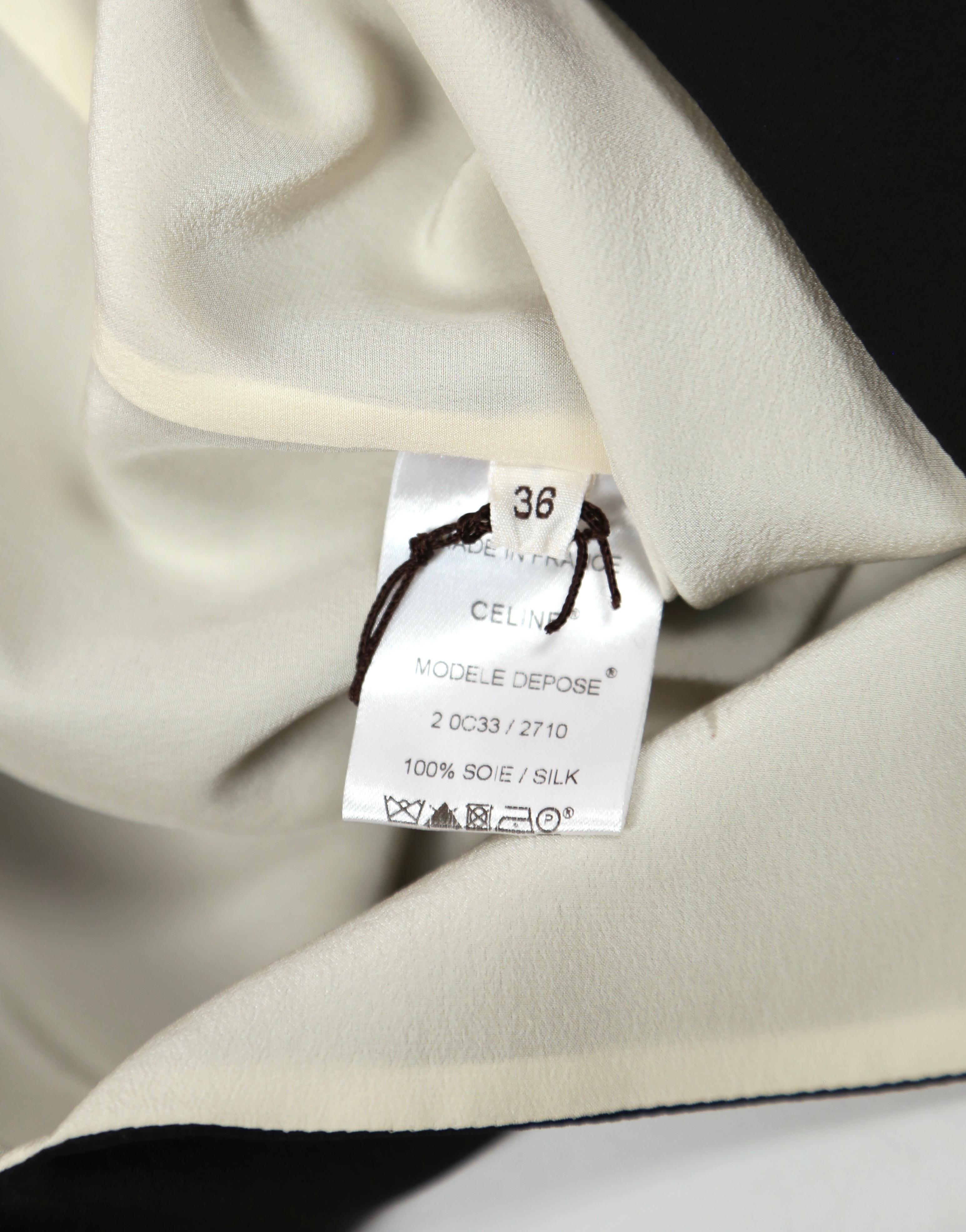 unworn 2010 CELINE by Phoebe Philo black & cream silk top with draped neckline In New Condition In San Fransisco, CA