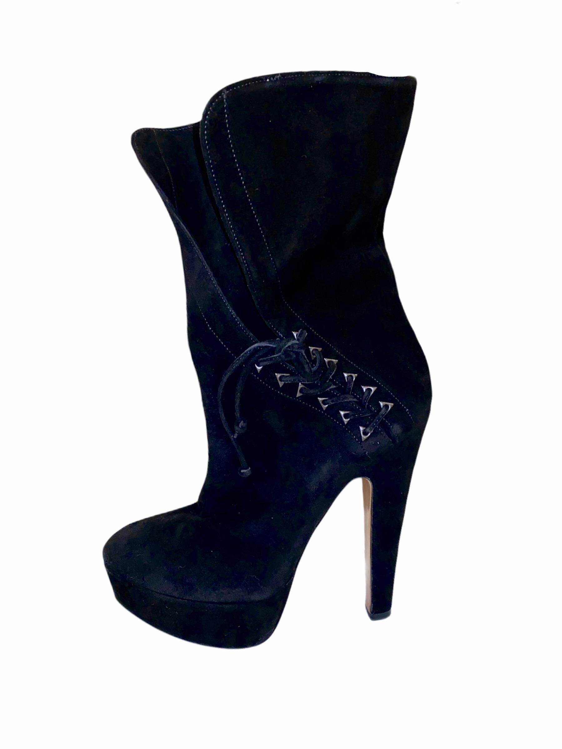 black suede lace up boots