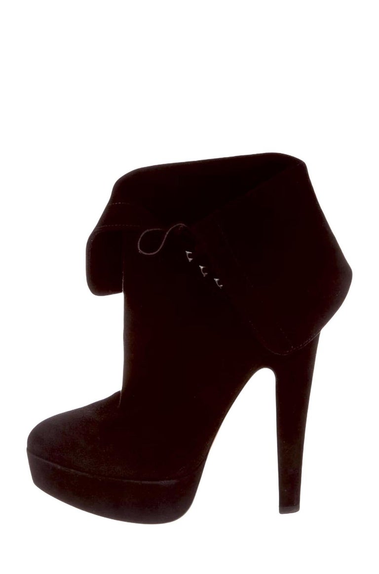 UNWORN Alaia Black Suede Platform Lace Up Boots Booties High Heels 37.5 For  Sale at 1stDibs