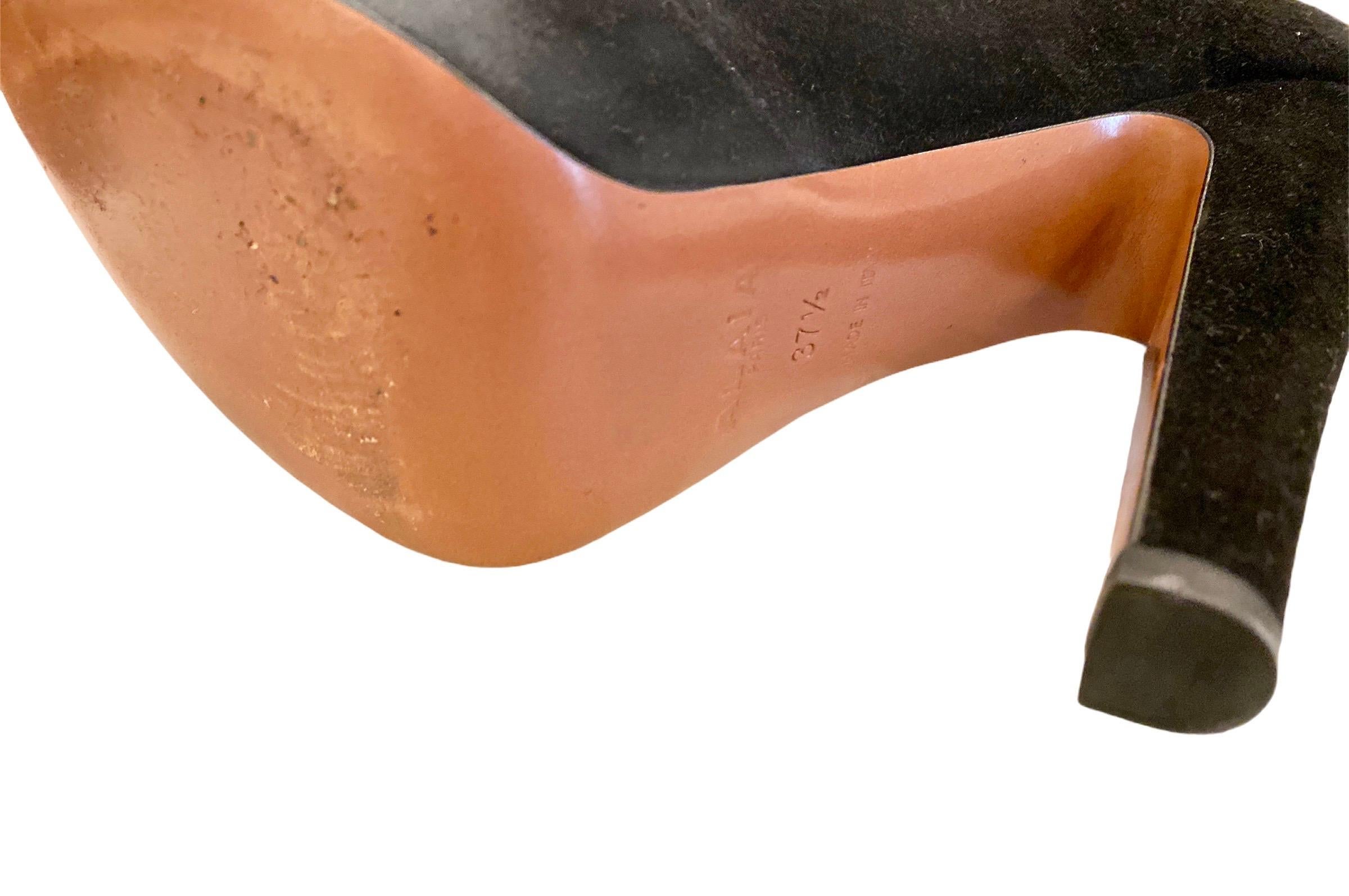 UNWORN Alaia Black Suede Platform Lace Up Boots Booties High Heels 37.5 For Sale 1