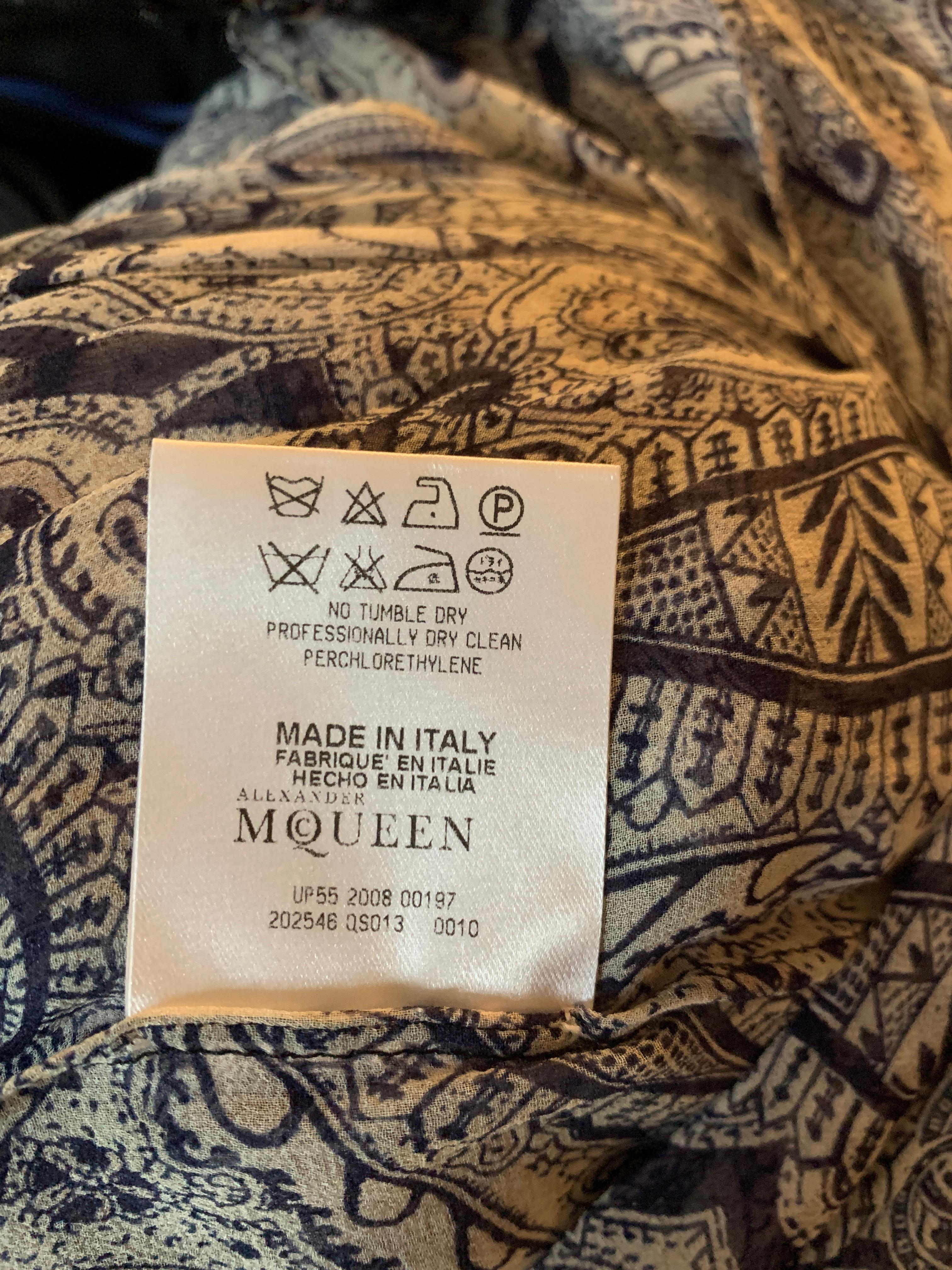 Alexander McQueen 2008 Sin estrenar Vestido sin tirantes de seda azul paisley Falda con vuelo en venta 4