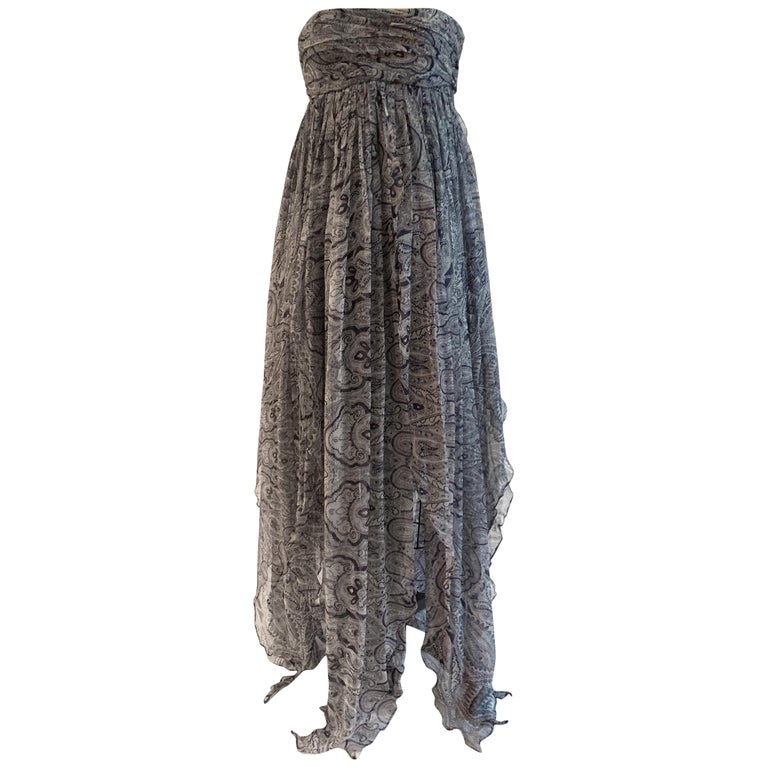 Alexander McQueen 2008 Unworn Silk Blue Paisley Strapless Dress Floaty  Skirt For Sale at 1stDibs | luella cherry skirt, free people gb 975119105, free  people 975119105