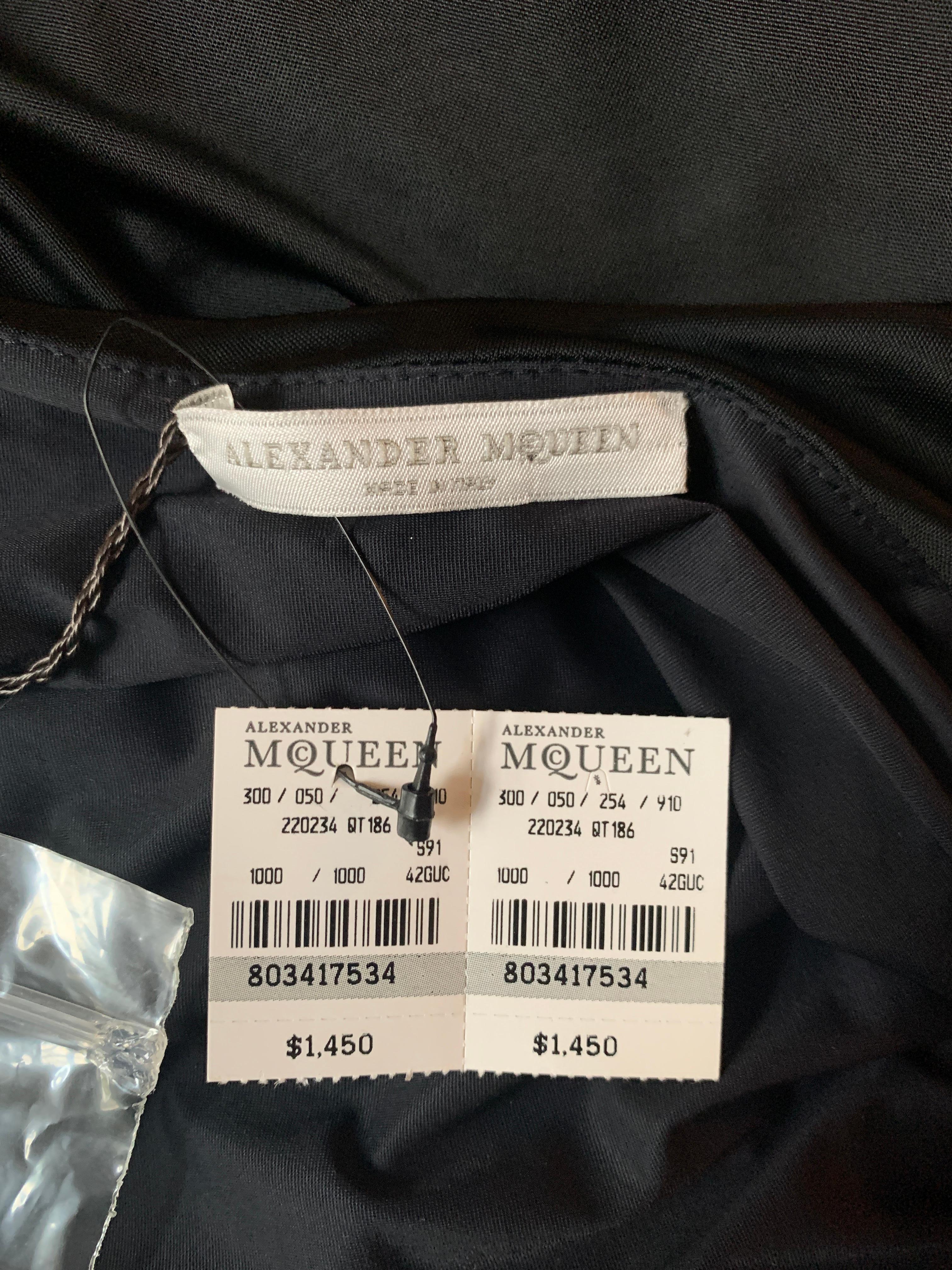 Unworn Alexander Mcqueen 2008 Black Jersey Draped Strap Dress  For Sale 1
