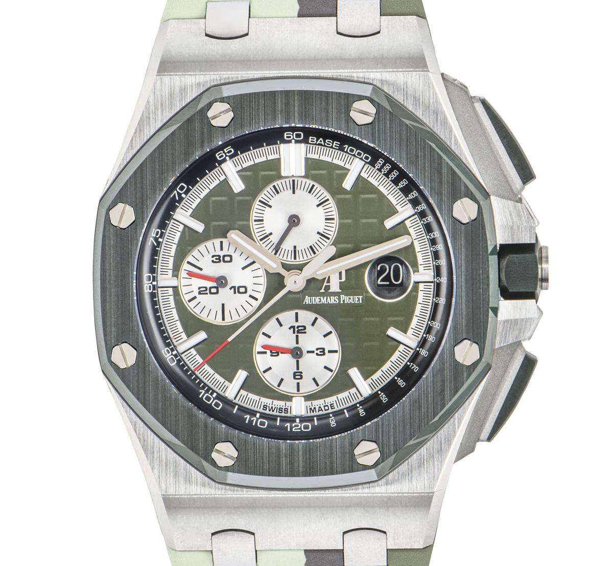 Unworn Audemars Piguet Royal Oak Offshore Green Camouflage 26400SO.OO.A055CA.01 In New Condition In London, GB