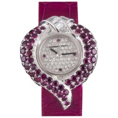 Unworn Audemars Piguet Ruby and Diamond Set Ladies Dress Wristwatch Original Box