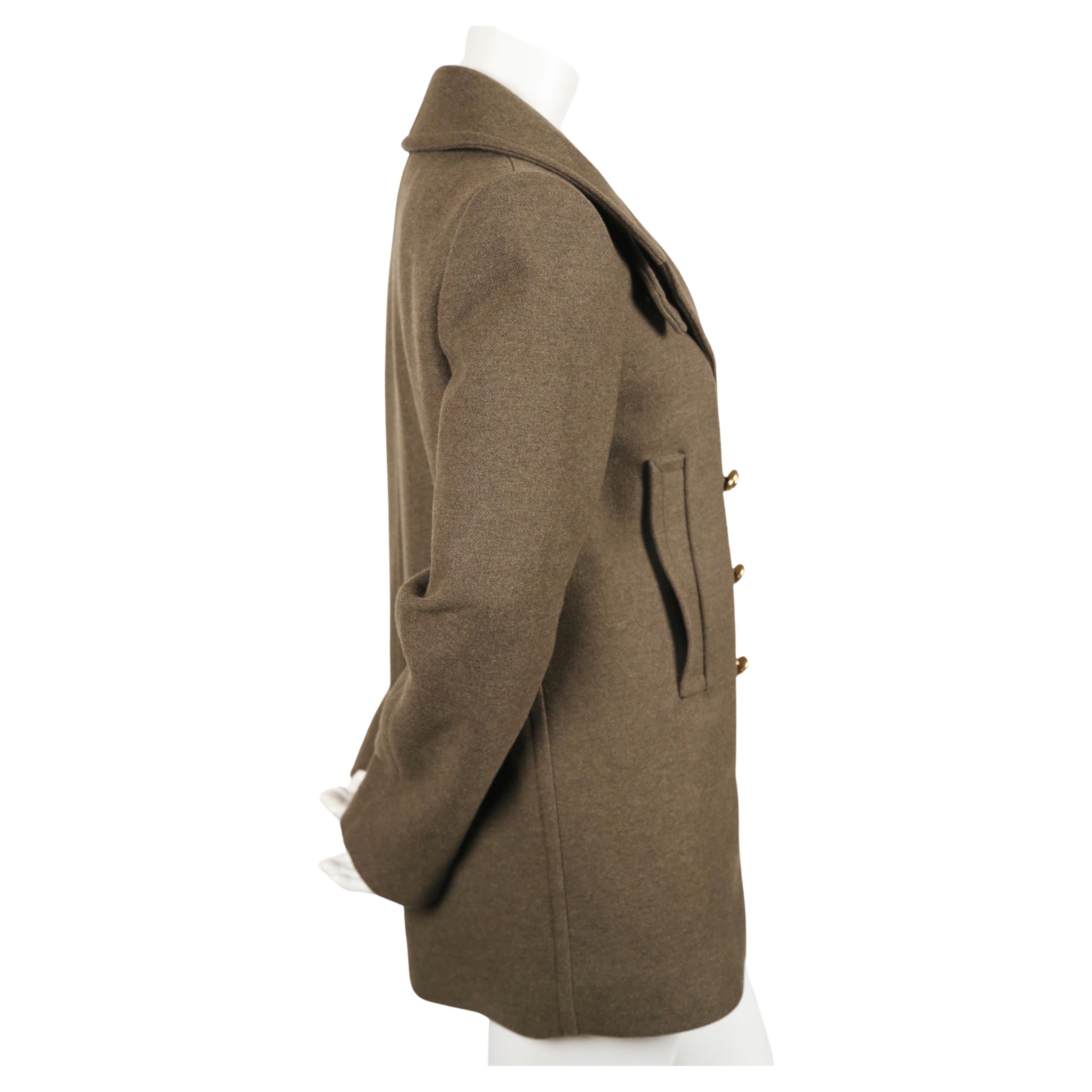 unworn BALMAIN khaki melton wool military coat In New Condition For Sale In San Fransisco, CA
