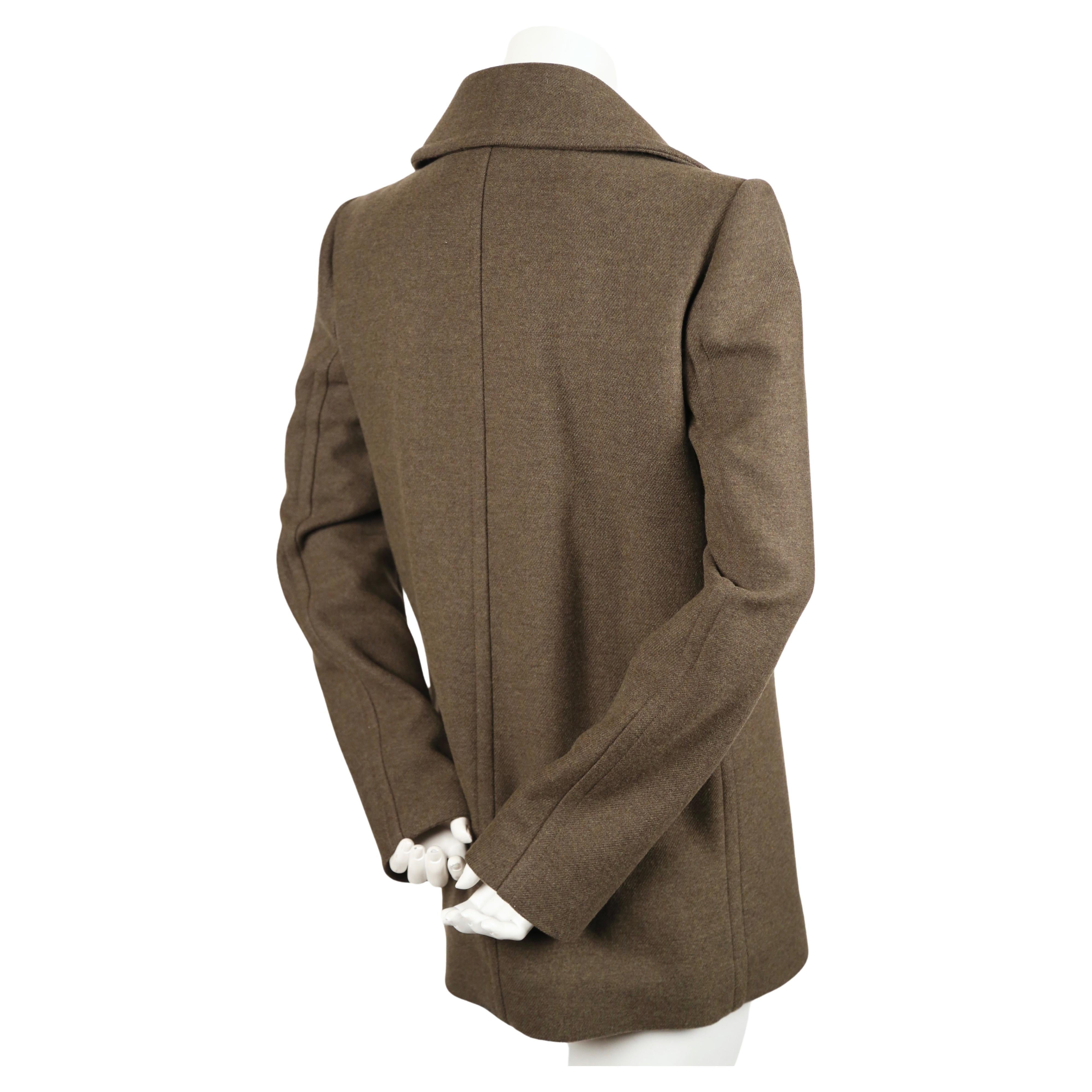 Women's or Men's unworn BALMAIN khaki melton wool military coat For Sale