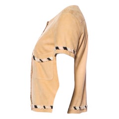 UNWORN Beige Chanel Embellished Finest Lambskin Leather Jacket Blazer 40