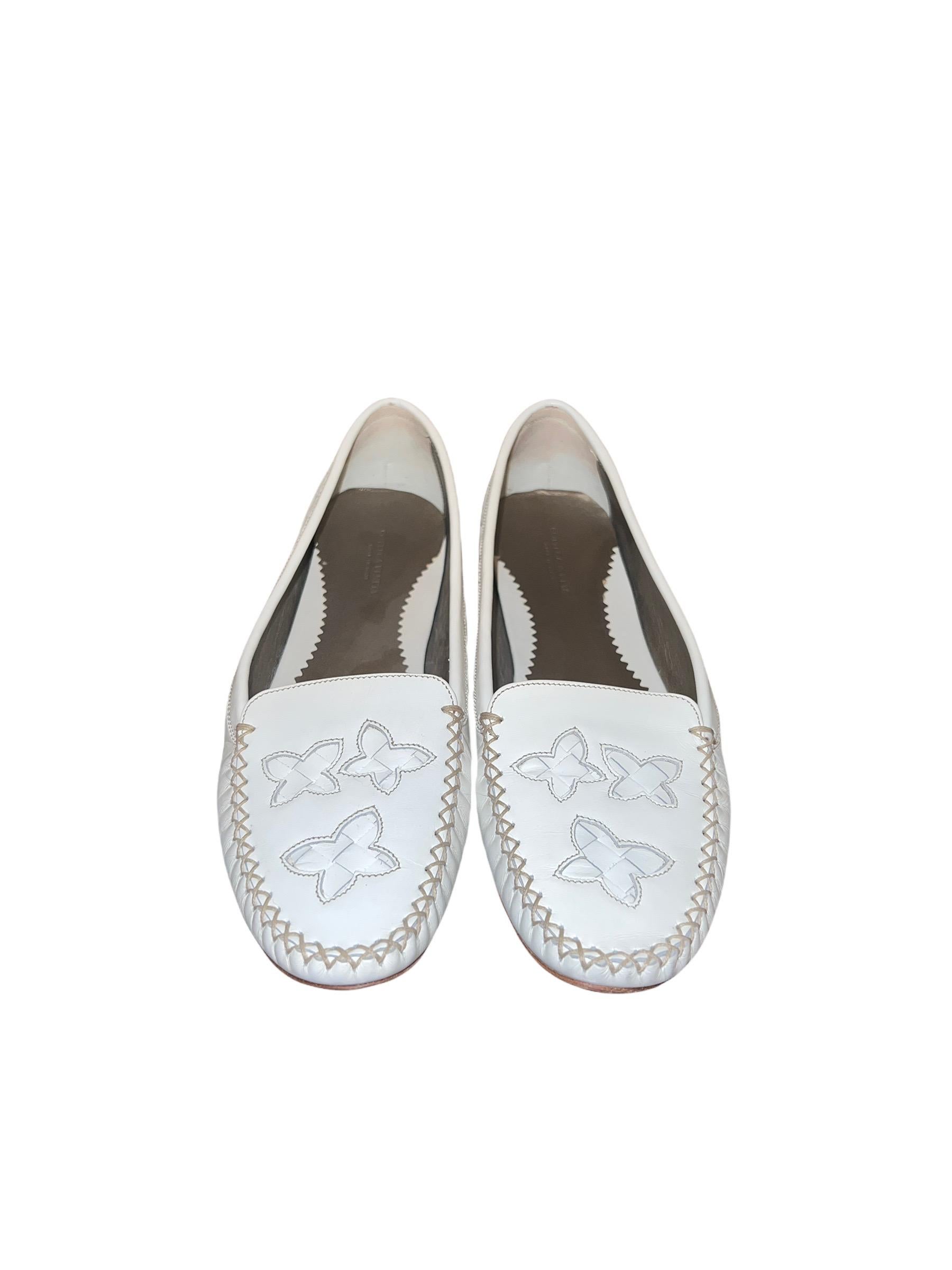 Women's UNWORN Bottega Veneta White Intrecciato Slipper Flats Loafers Moccassins 39