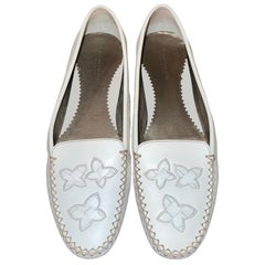 Bottega Veneta Moccassins en cuir blanc Intrecciato, sans doublure