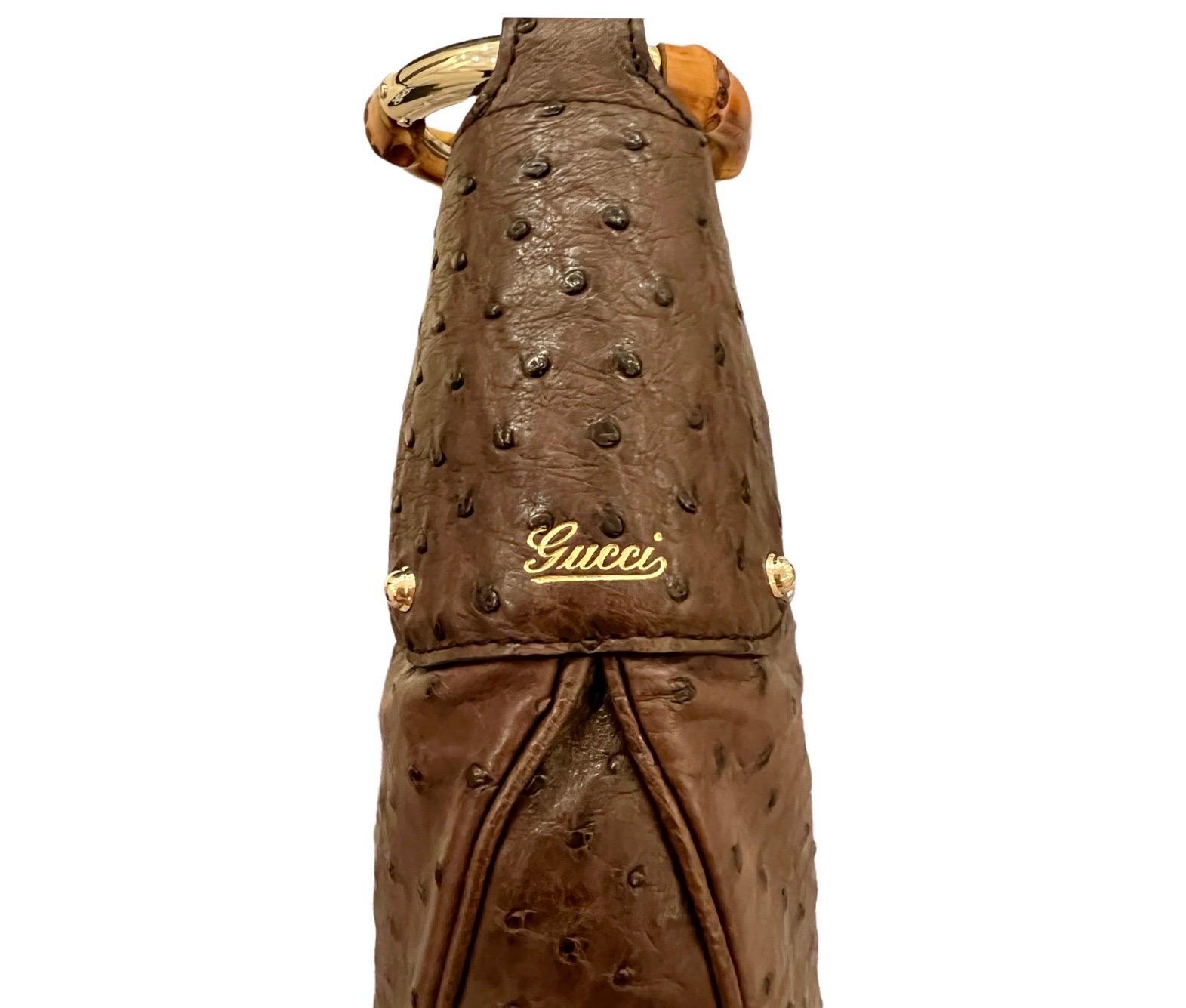 UNWORN Brown Gucci Strauß Bambus Detail Umhängetasche - Full Set im Angebot 5