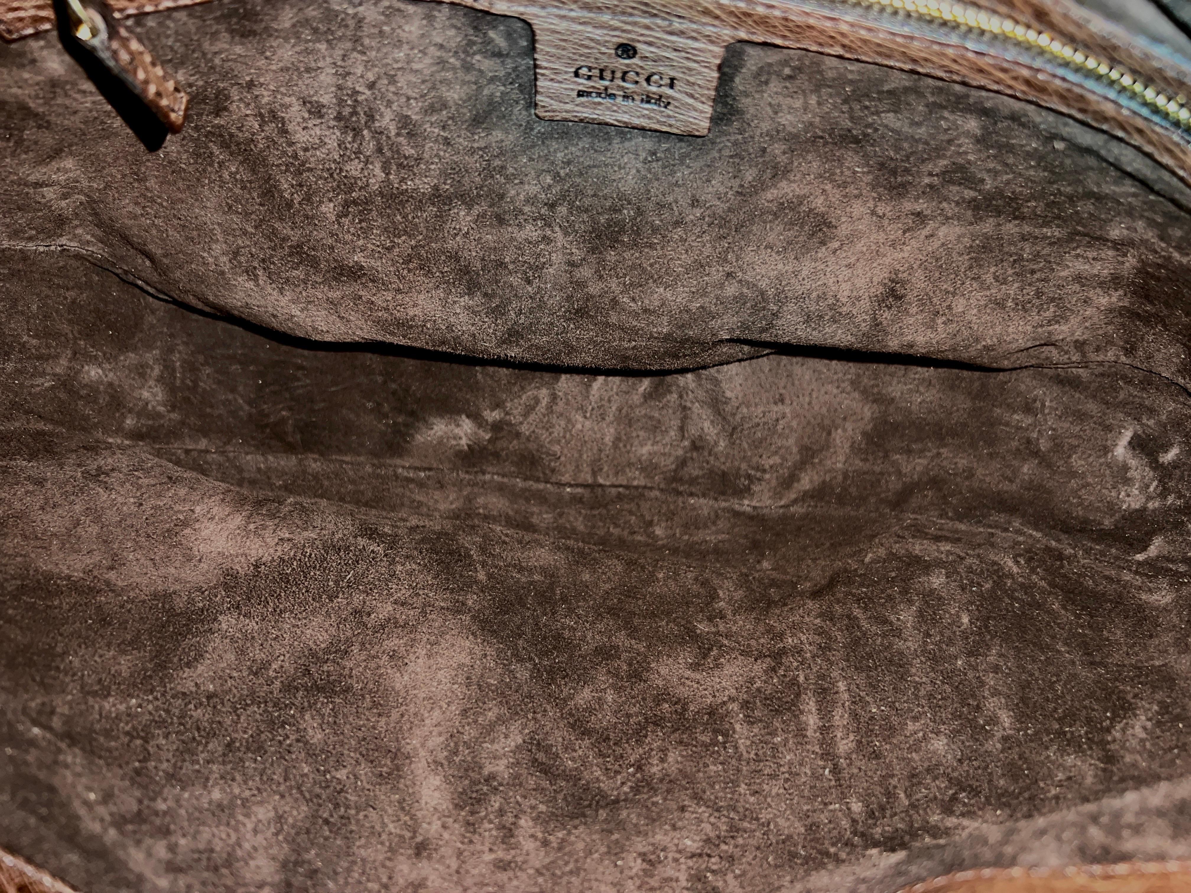 UNWORN Brown Gucci Ostrich Bamboo Detail Shoulder Bag - Full Set For Sale 5