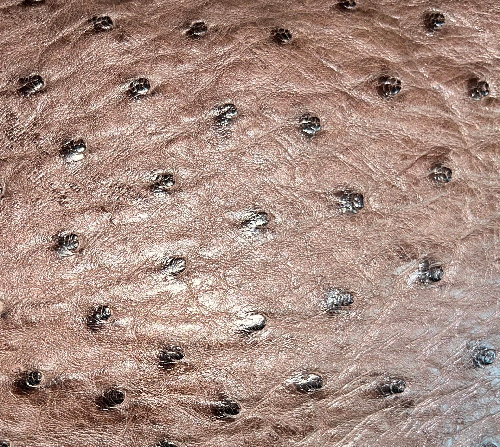 UNWORN Brown Gucci Ostrich Bamboo Detail Shoulder Bag - Full Set For Sale 2