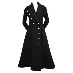 unworn CELINE black wool runway coat with asymmetrical buttons - fall 2014
