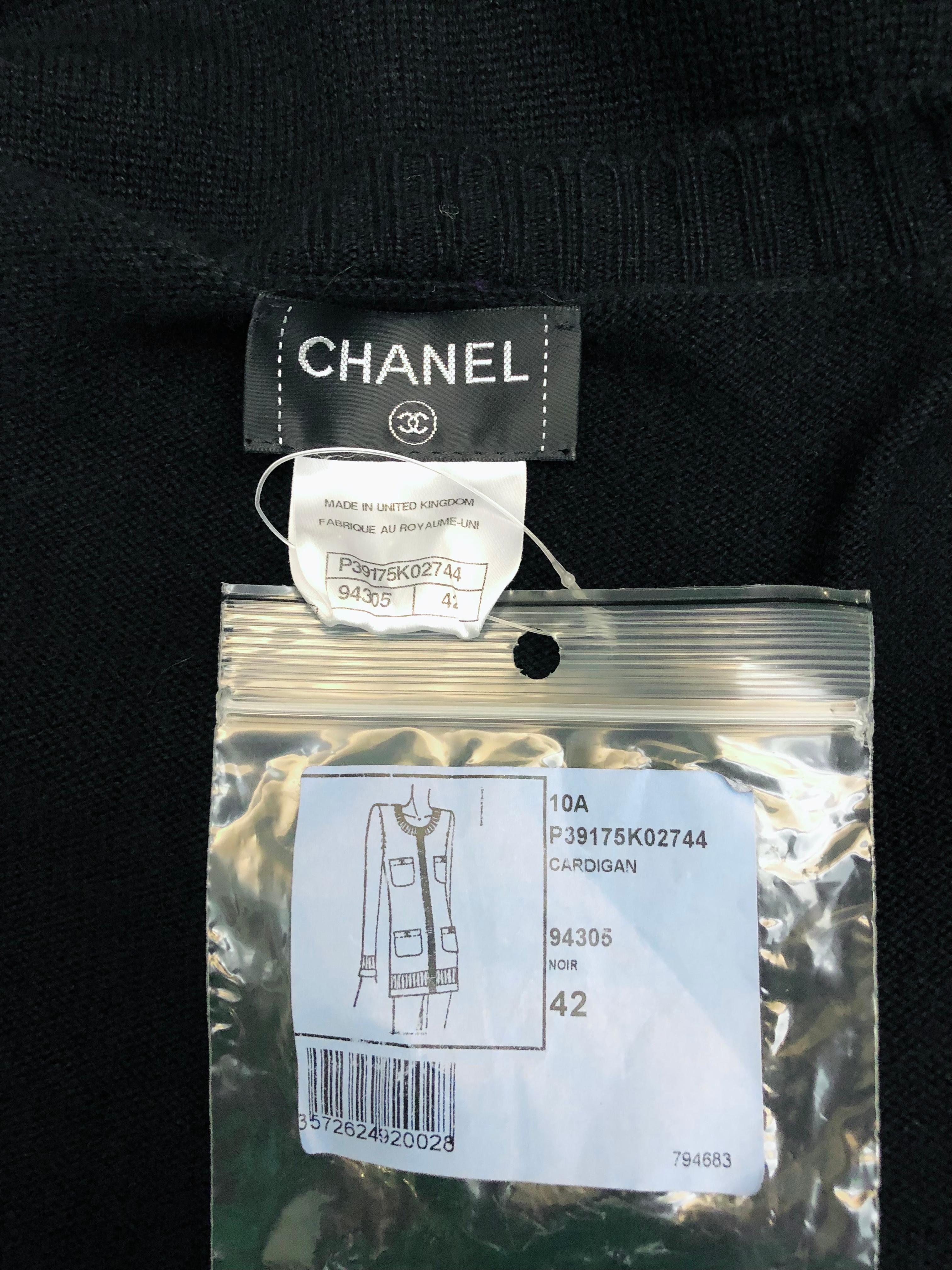 Women's or Men's Unworn Chanel Black Cashmere Long Cardigan Sweater in Silver CC Turn-Lock 