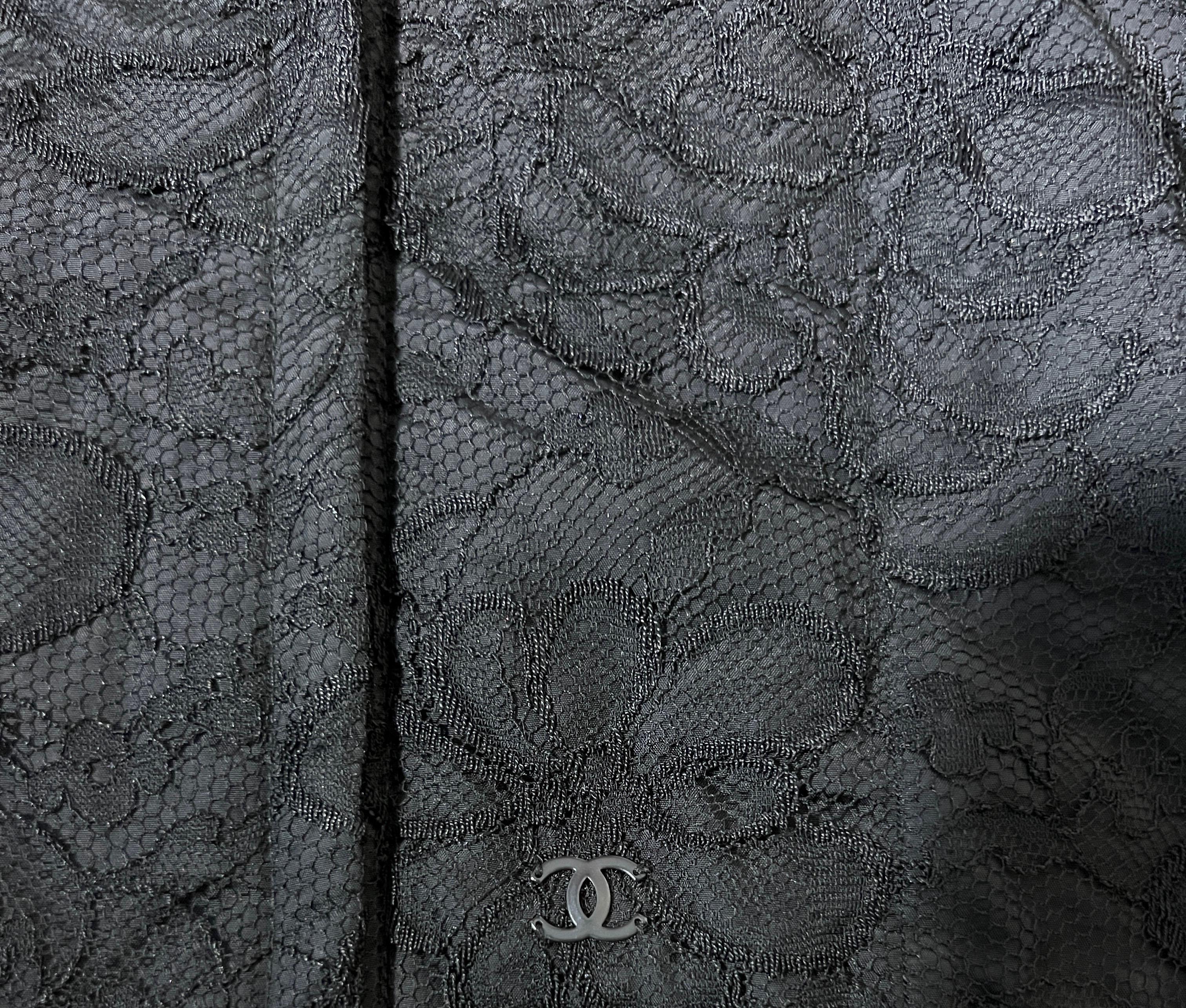 UNWORN Chanel Black Lace & Silk Evening Jacket Blazer with Drawstring Detail 38 For Sale 6