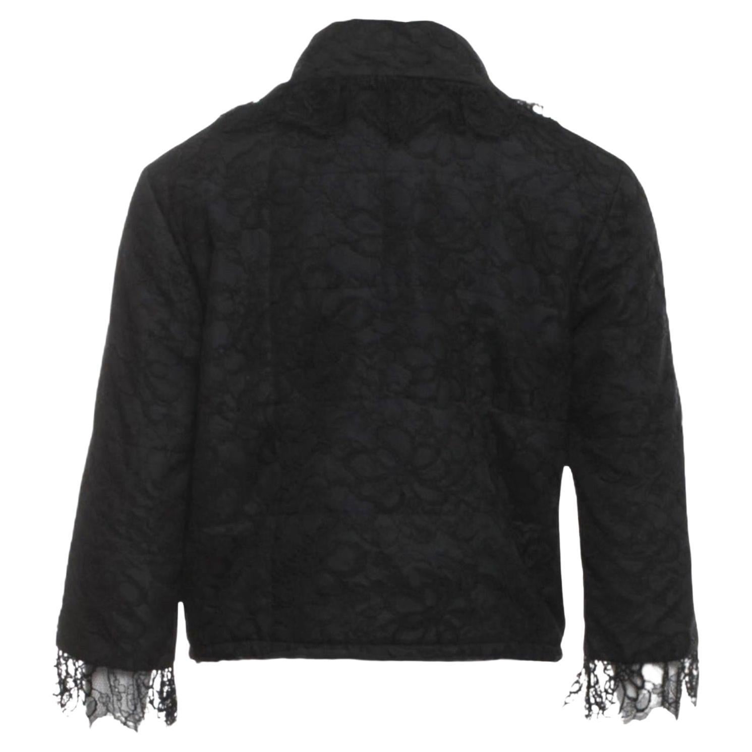 UNWORN Chanel Black Lace & Silk Evening Jacket Blazer with Drawstring Detail 38 In Good Condition For Sale In Switzerland, CH