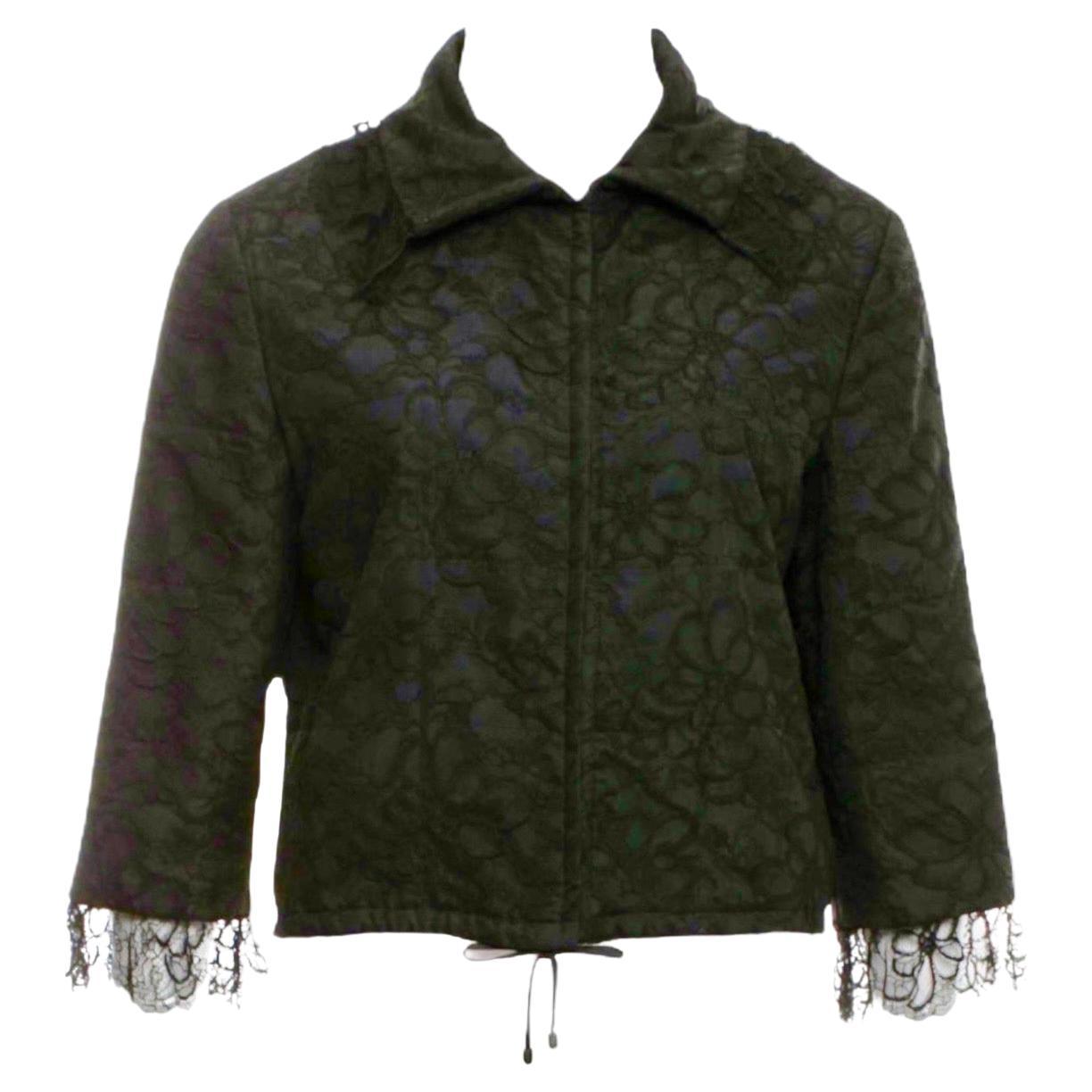 UNWORN Chanel Black Lace & Silk Evening Jacket Blazer with Drawstring Detail 38 For Sale