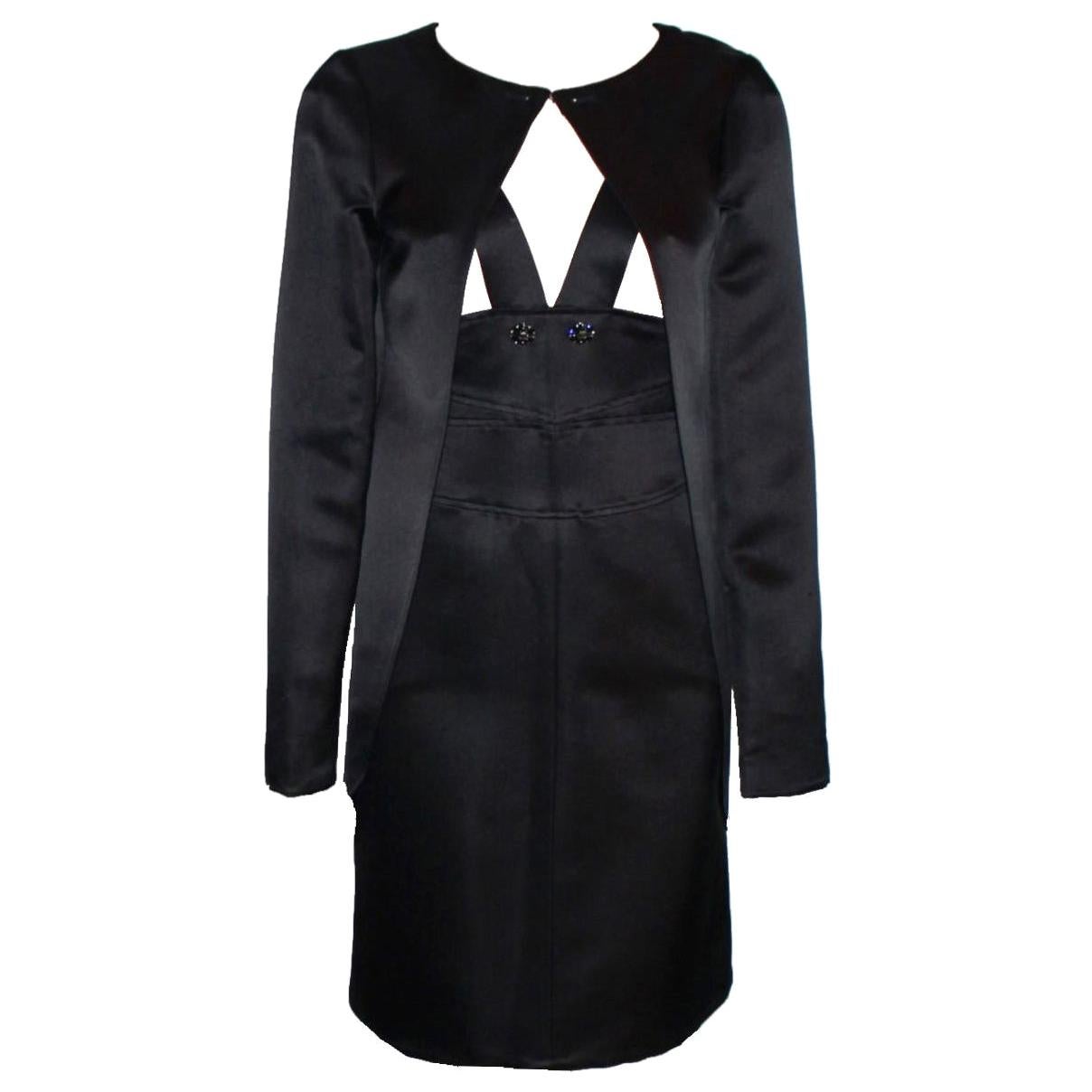 UNWORN Chanel Black & Red Silk Dress Jacket Coat Suit Ensemble 40 en vente